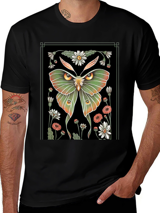 Botanical Moth T-Shirt - Artistic Graphic Tee