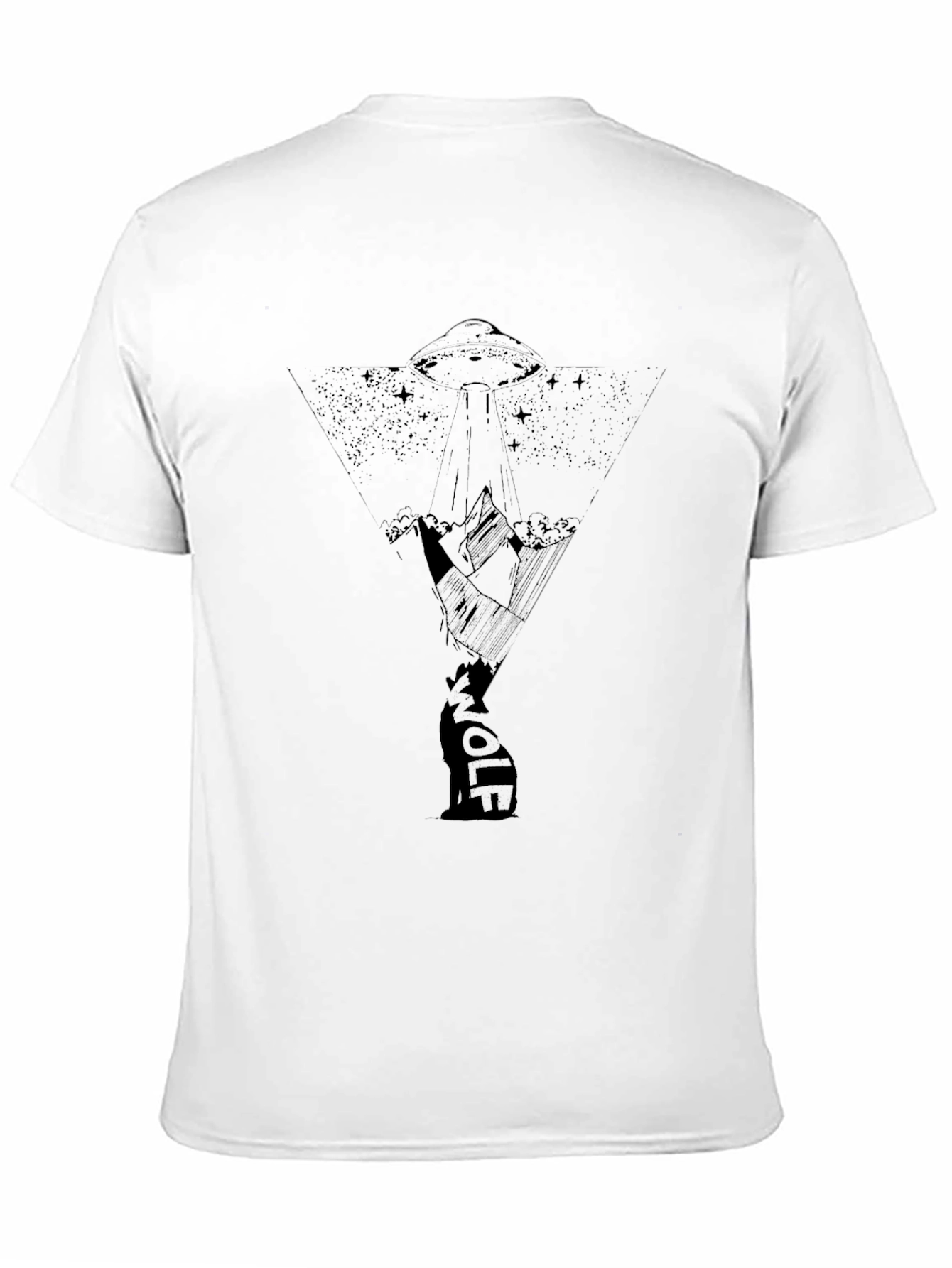 UFO Wolf Graphic Black T-Shirt