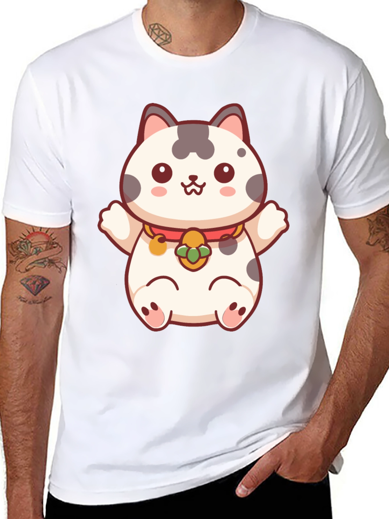 Lucky Cat T-Shirt - Kawaii Maneki Neko Design