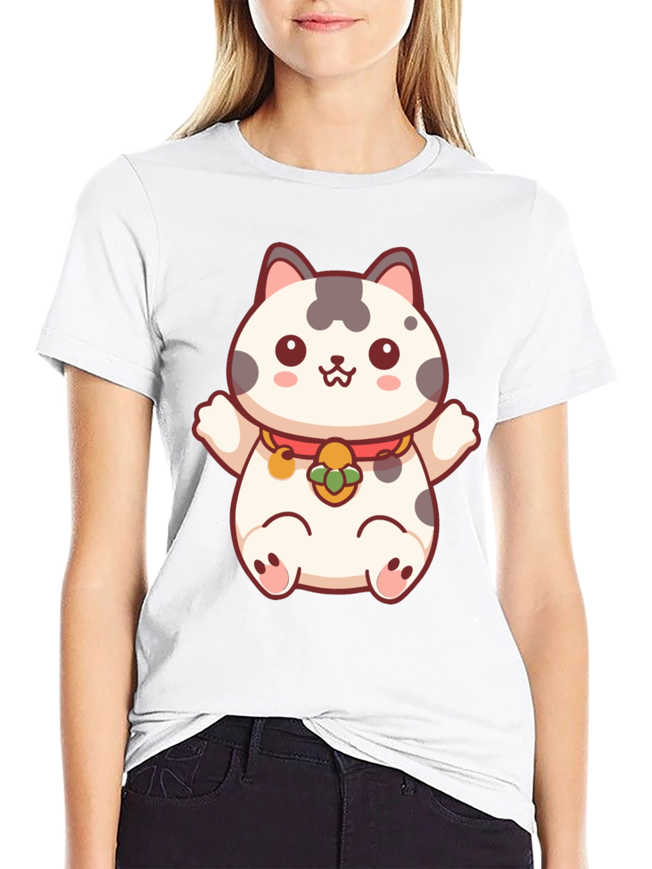 Lucky Cat T-Shirt - Kawaii Maneki Neko Design