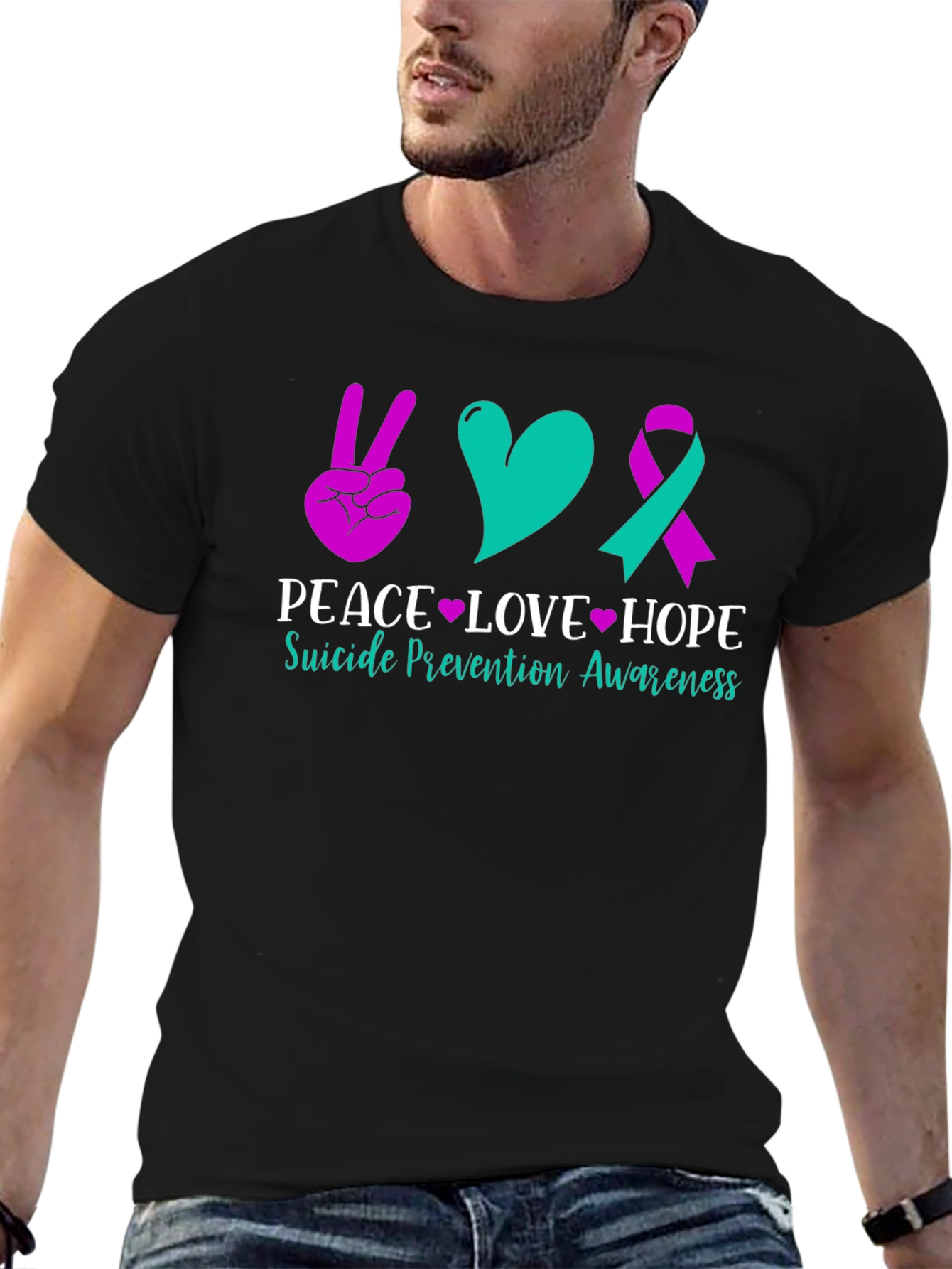 Peace Love Hope Suicide Prevention Awareness Graphic Tee
