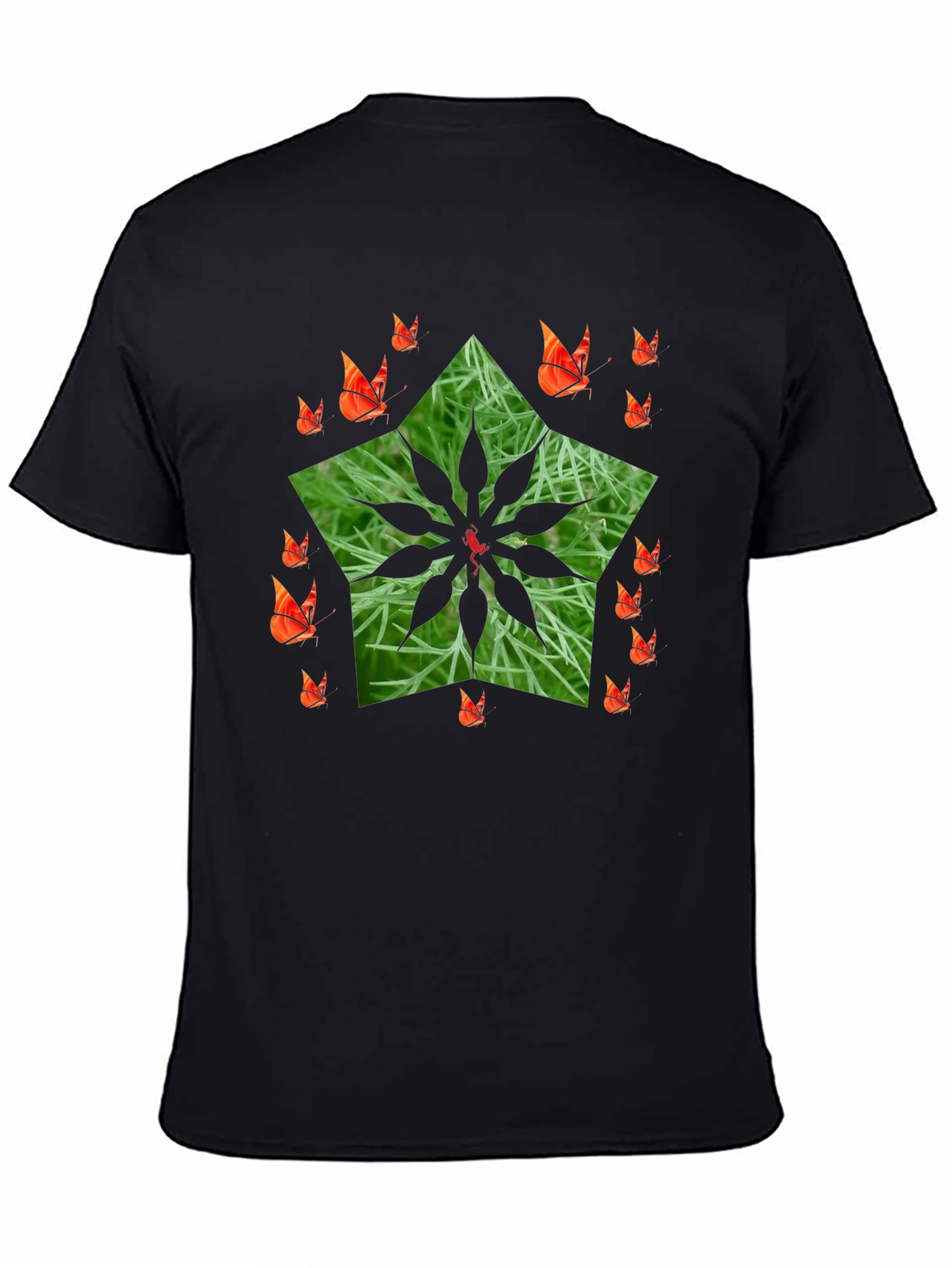 Nature Star Butterfly Black T-Shirt