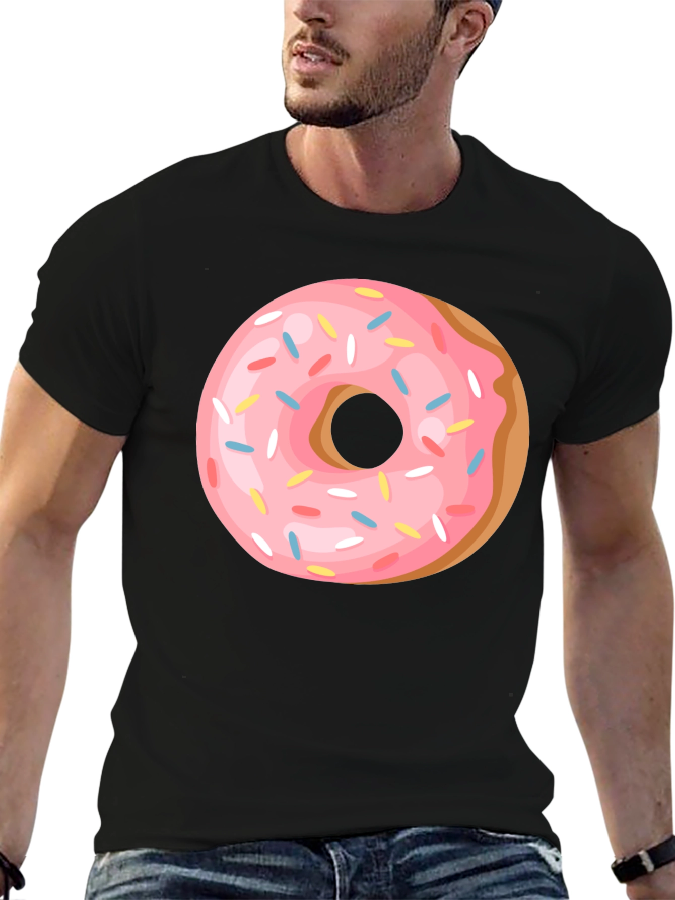 Donut Graphic Tee - Casual Black T-Shirt