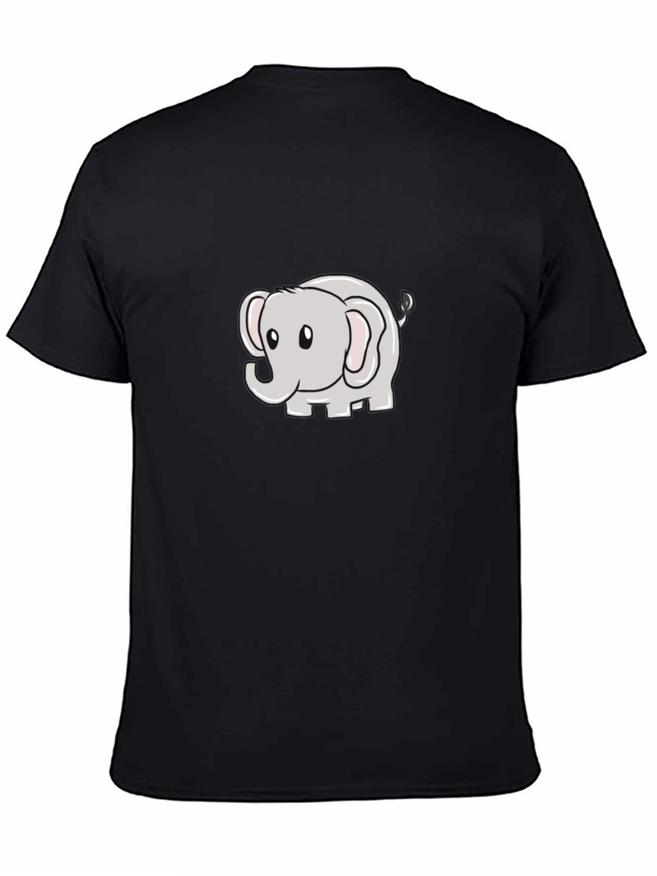 Cute Elephant Cartoon Black T-Shirt