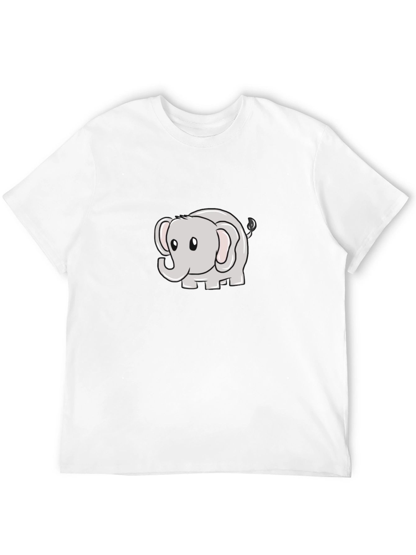 Cute Elephant Cartoon Black T-Shirt