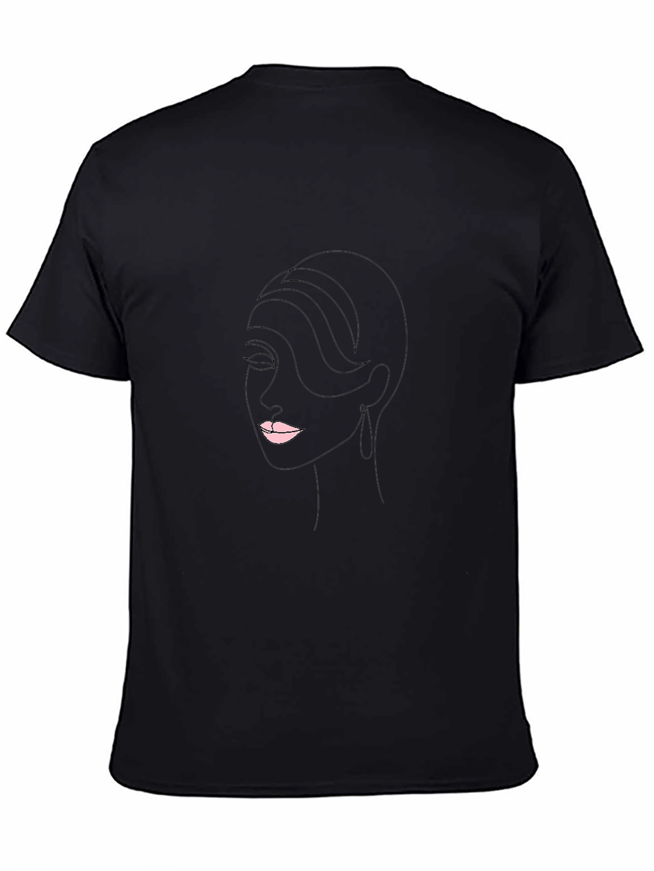 Minimalist Woman Portrait Black T-Shirt