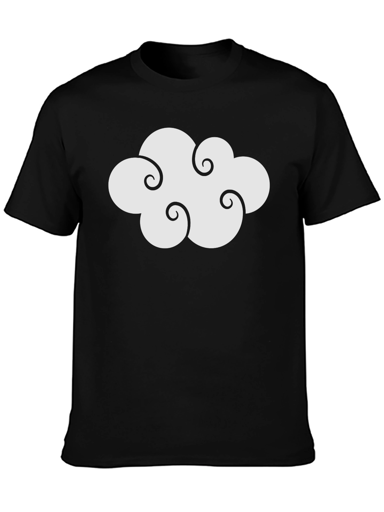 Cloud Design Black Cotton T-Shirt