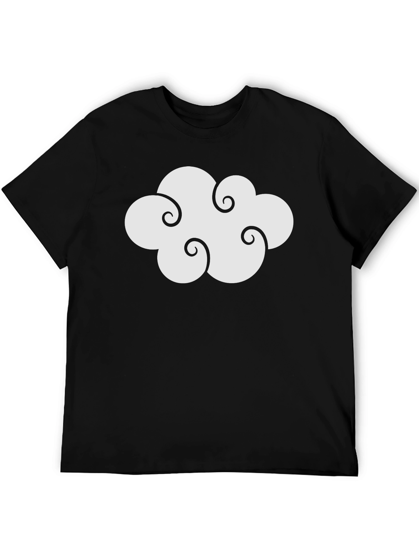 Cloud Design Black Cotton T-Shirt