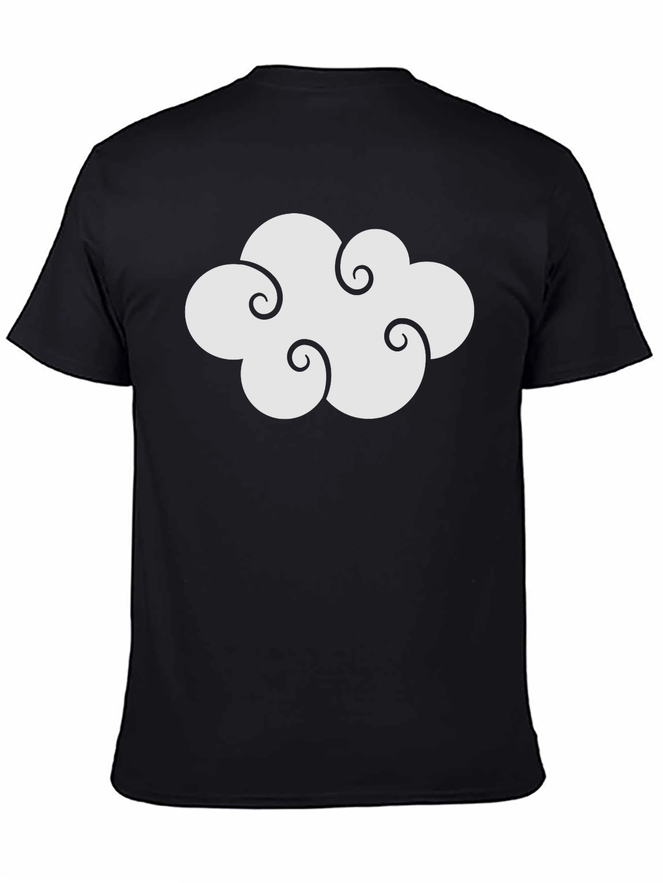 Cloud Design Black Cotton T-Shirt