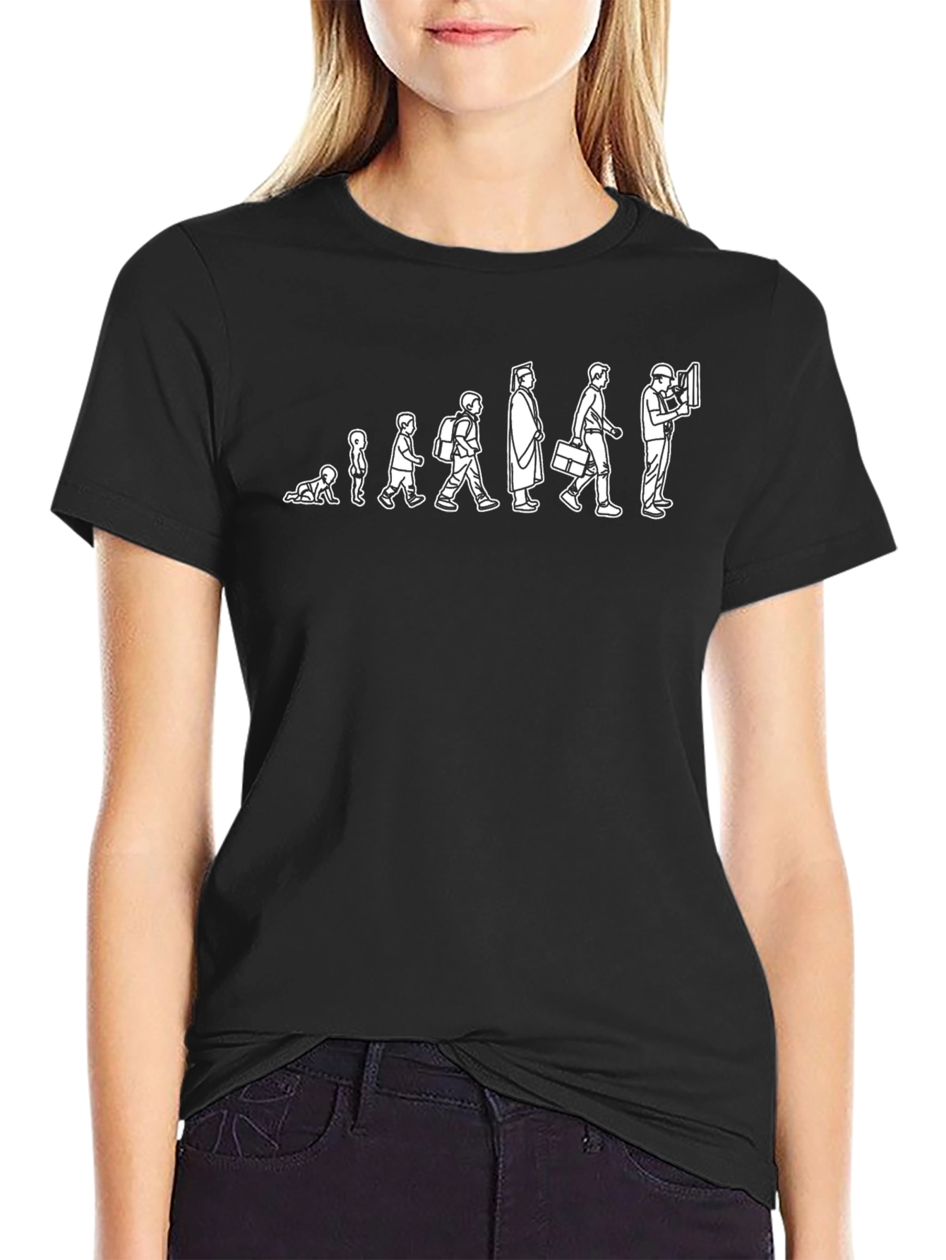 Evolution of Man Graphic Tee - Black Cotton T-Shirt