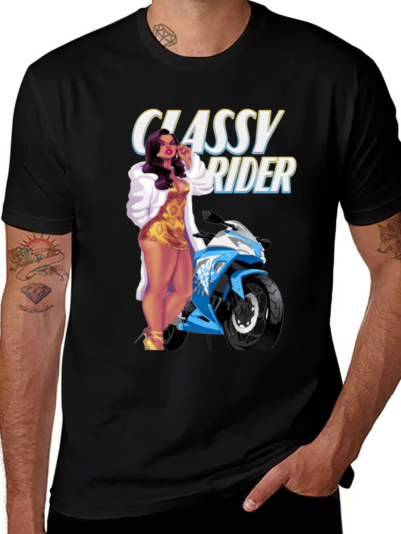 Classy Rider T-Shirt - Black Graphic Tee