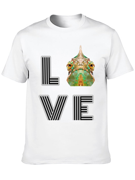 Geometric Chameleon LOVE Graphic Tee - Modern Style