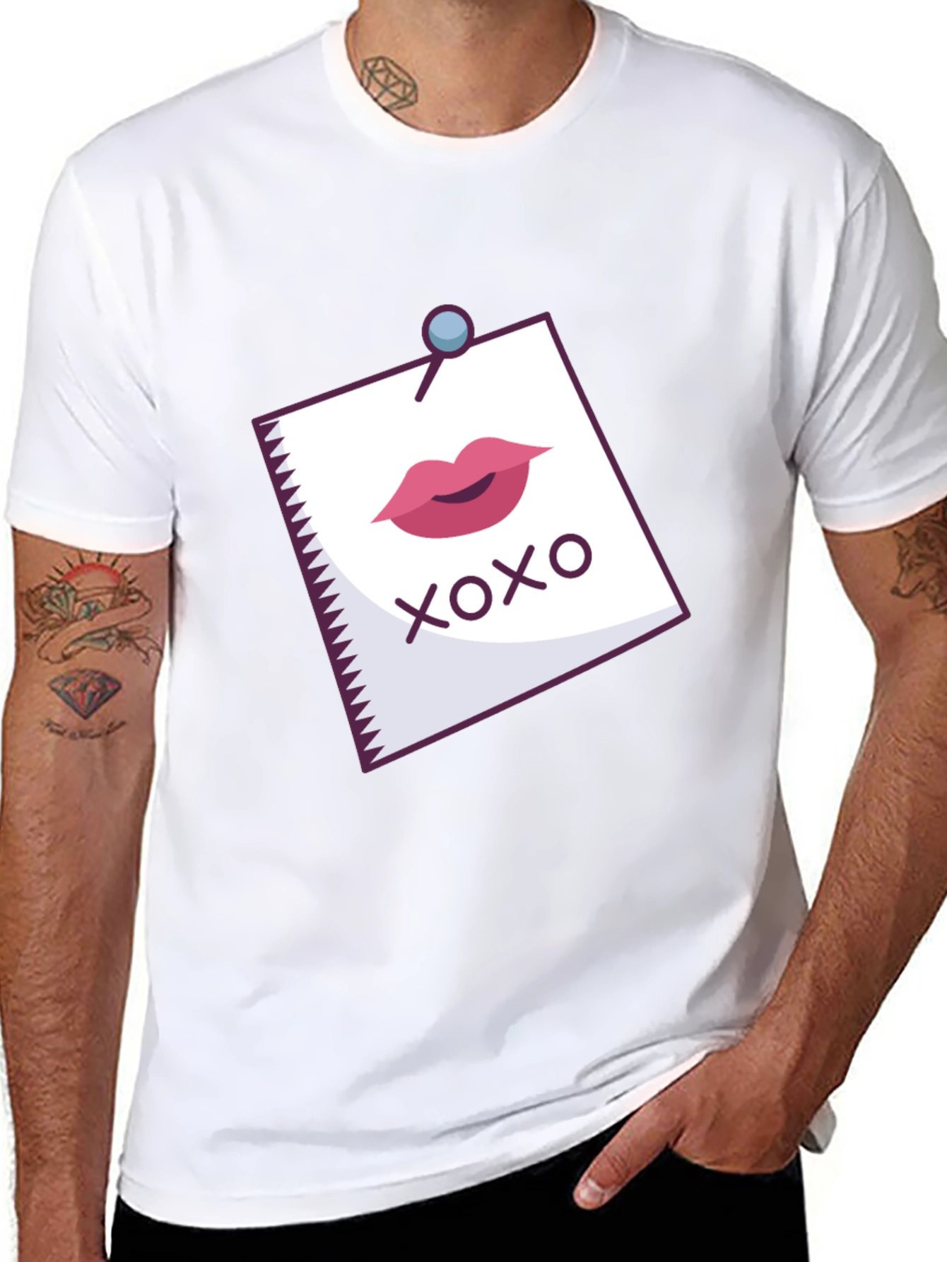 XOXO Lips Graphic Print Black T-Shirt