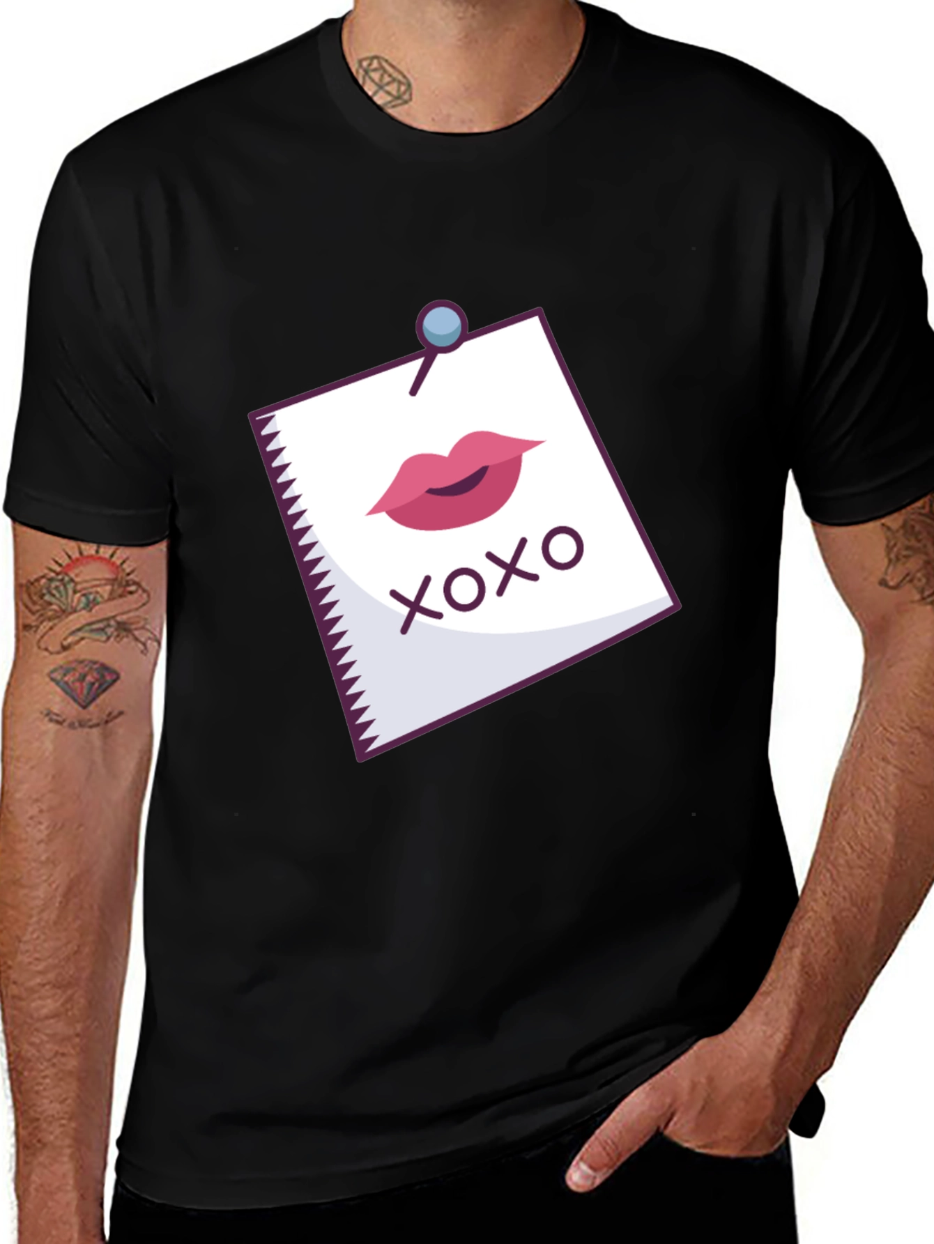 XOXO Lips Graphic Print Black T-Shirt
