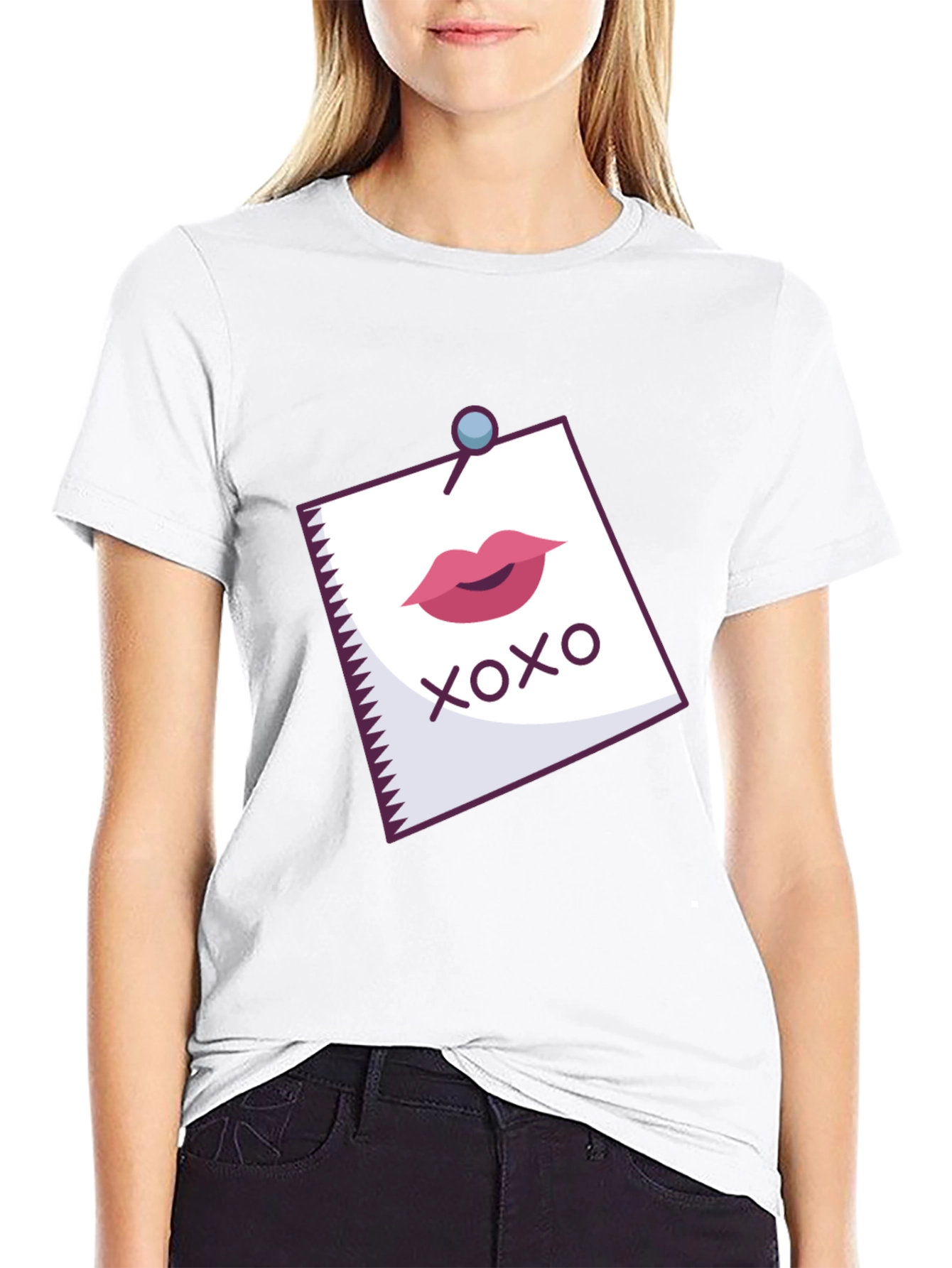 XOXO Lips Graphic Print Black T-Shirt