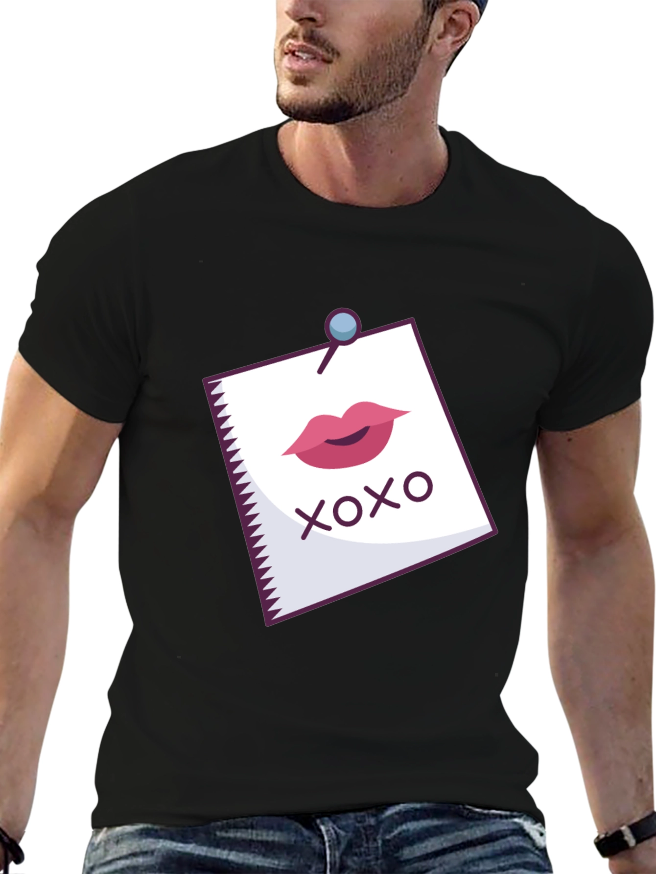 XOXO Lips Graphic Print Black T-Shirt