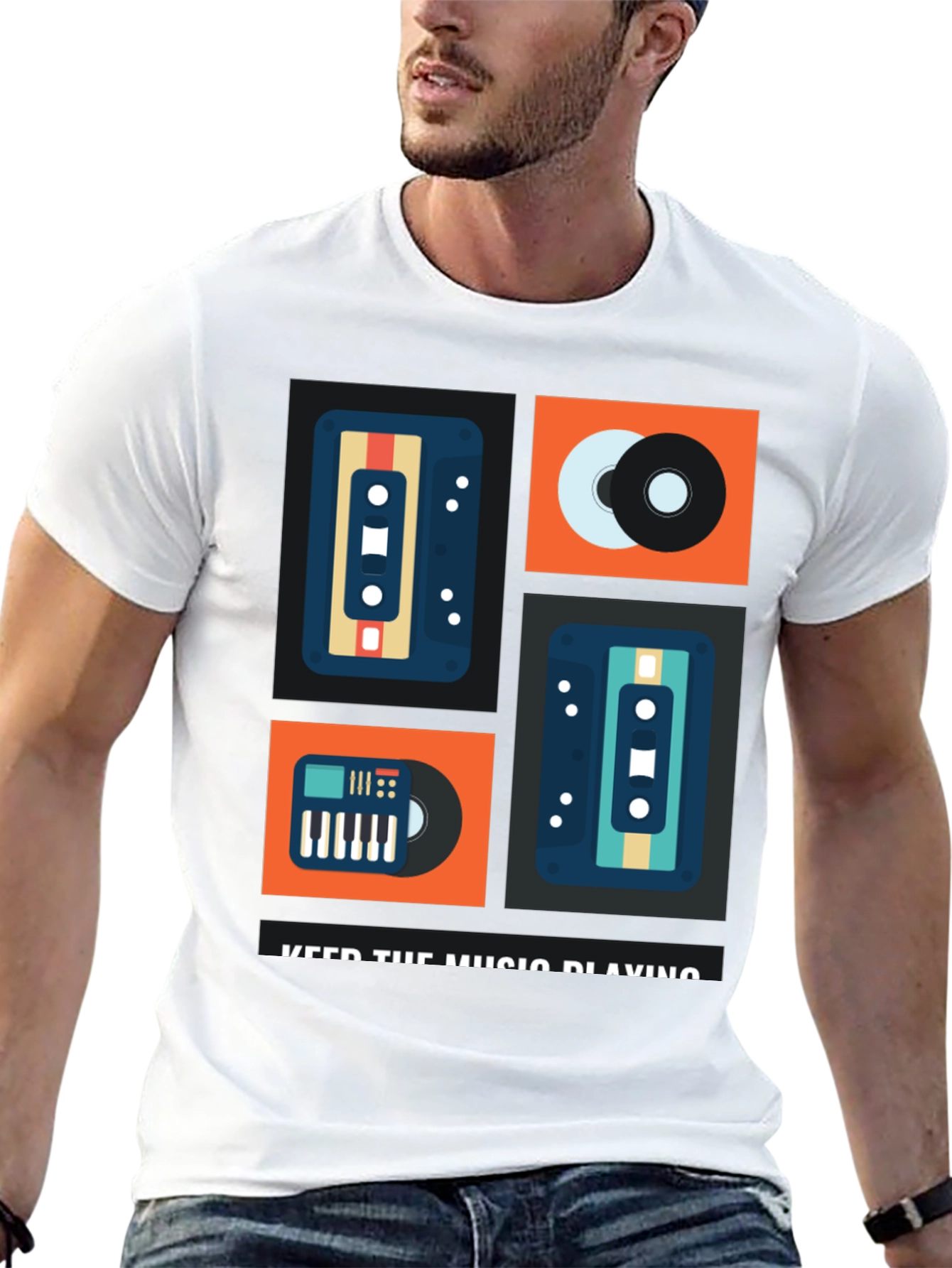 Retro Music Lover T-Shirt - Keep the Music Playing!