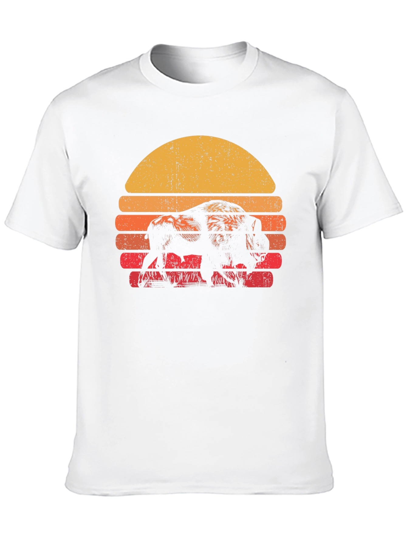 Retro Bison Sunset T-Shirt - Black