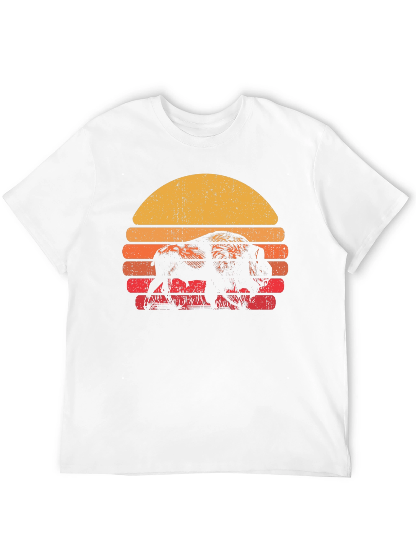 Retro Bison Sunset T-Shirt - Black