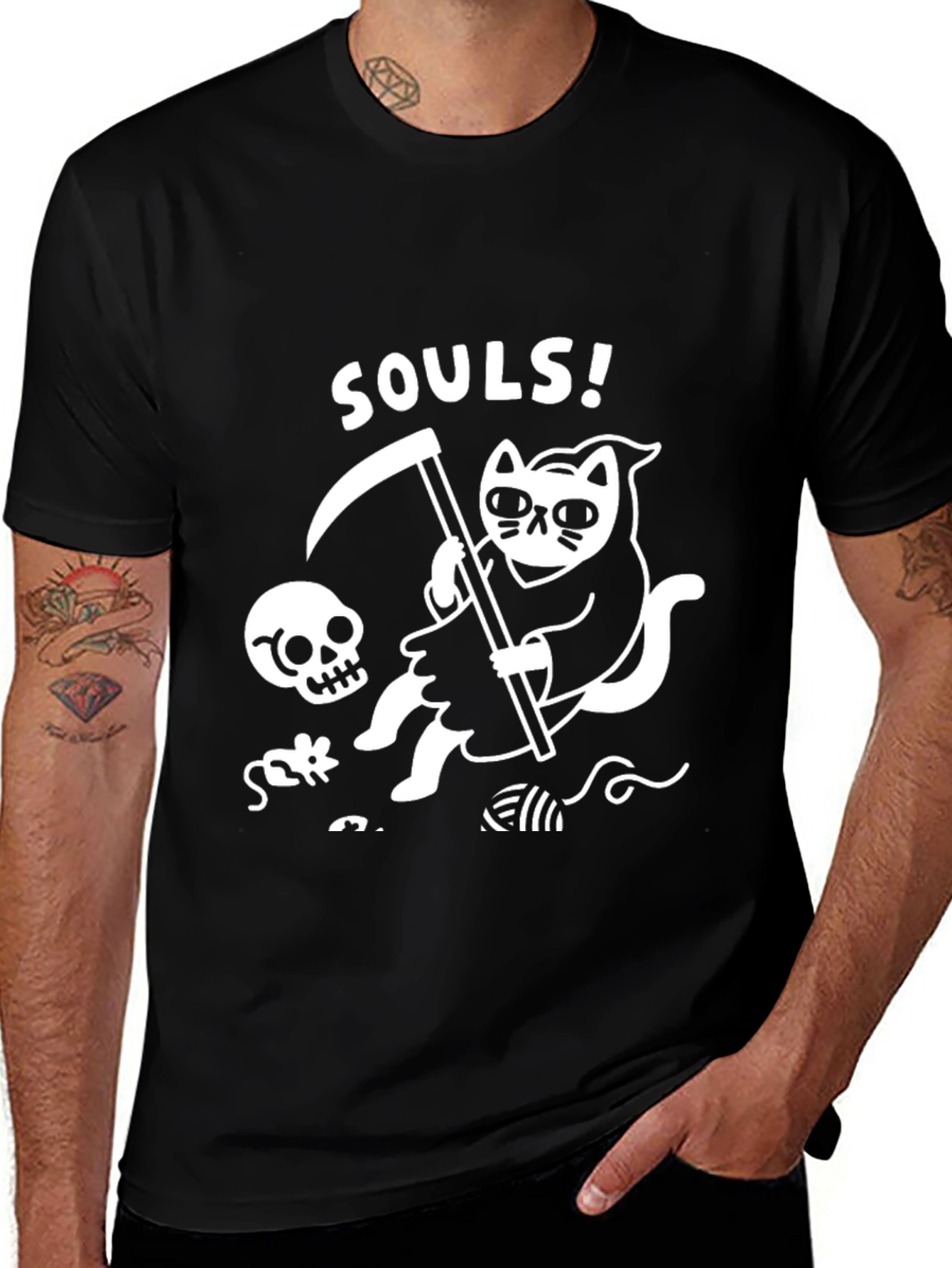 Grim Reaper Cat T-Shirt - Soul Collector Tee