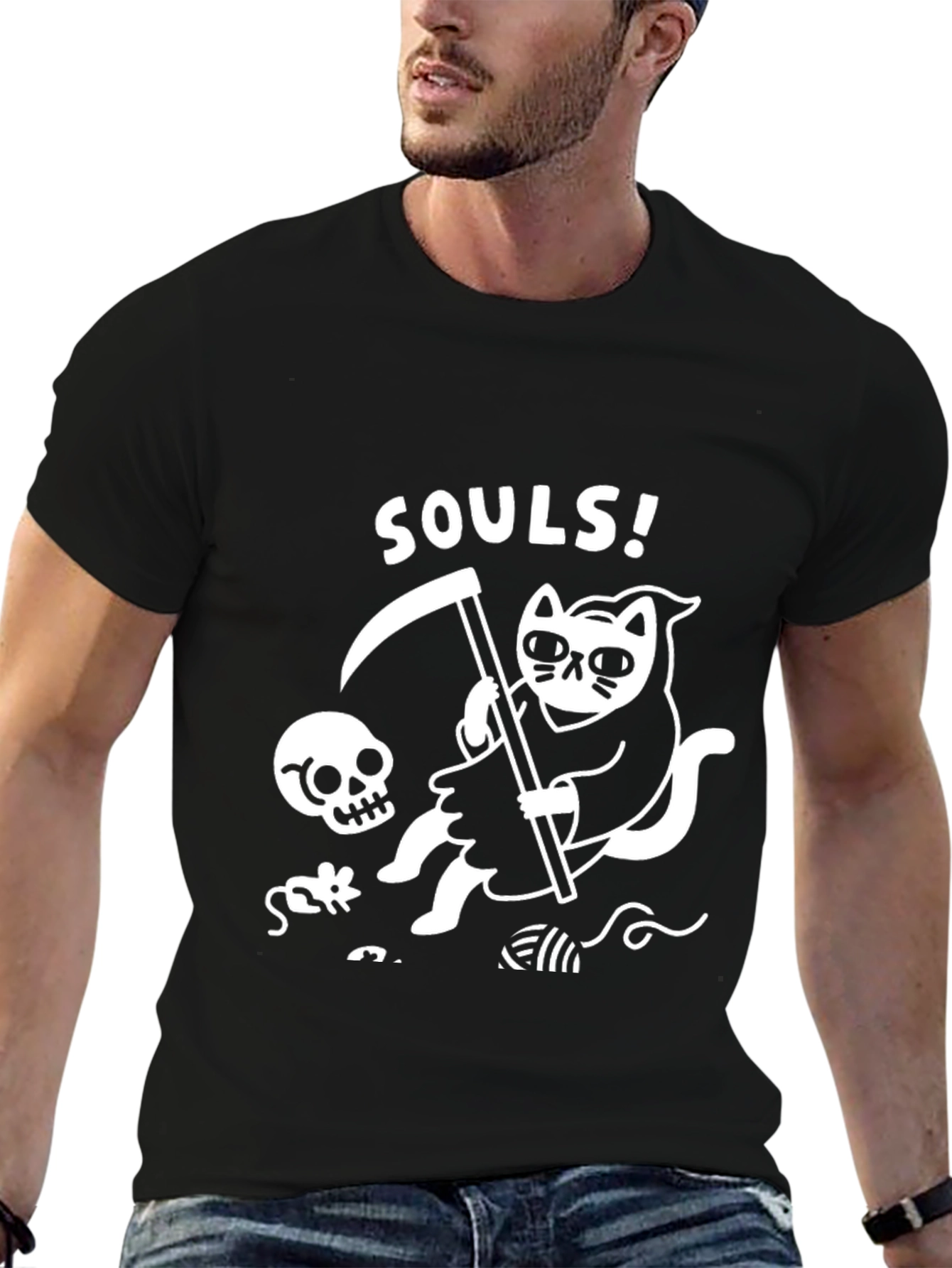 Grim Reaper Cat T-Shirt - Soul Collector Tee
