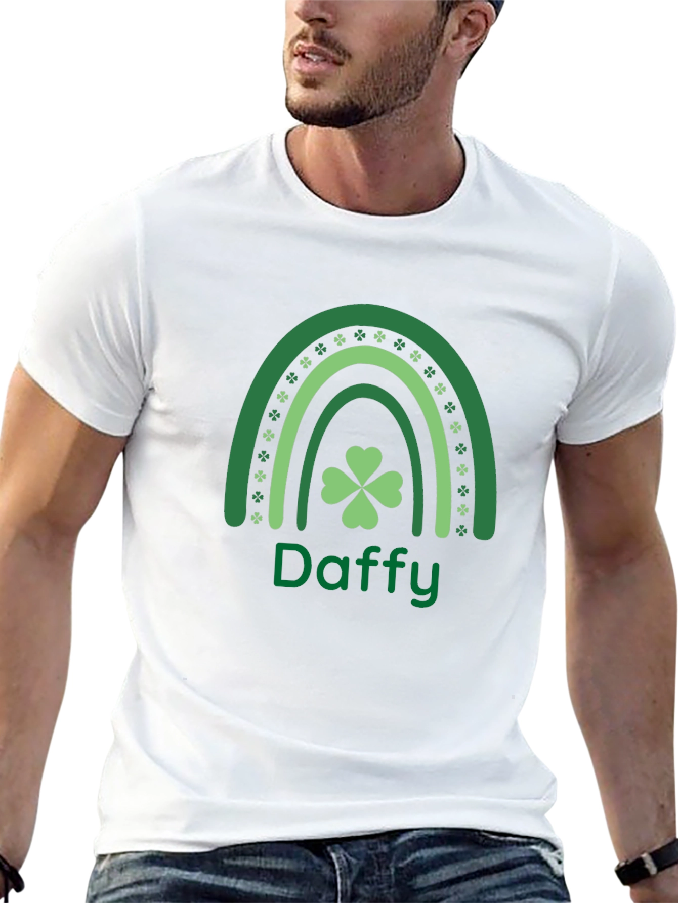 Daffy St. Patricks Day T-Shirt Shamrock Rainbow Design