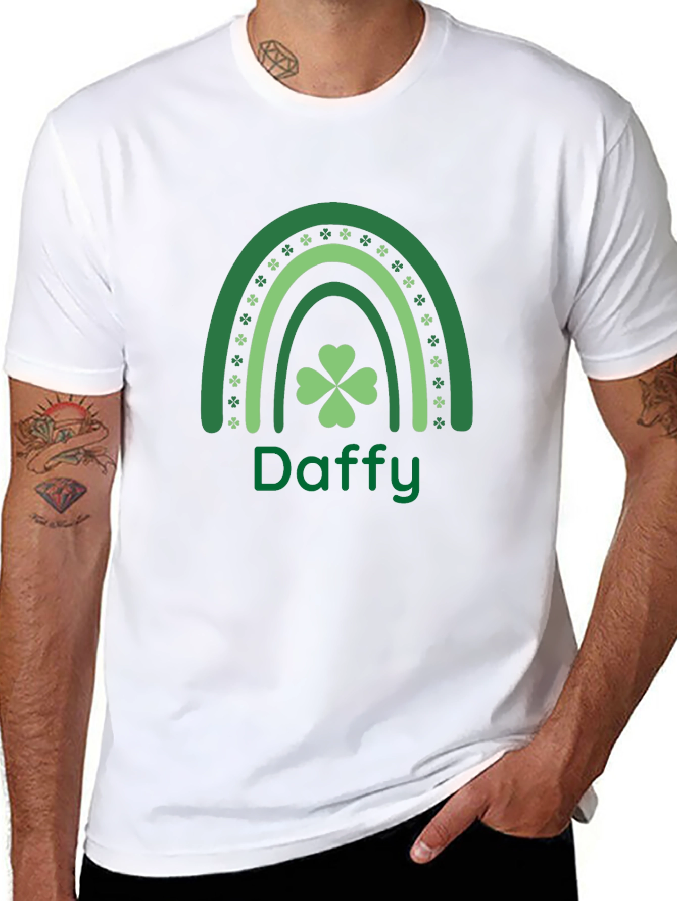 Daffy St. Patricks Day T-Shirt Shamrock Rainbow Design