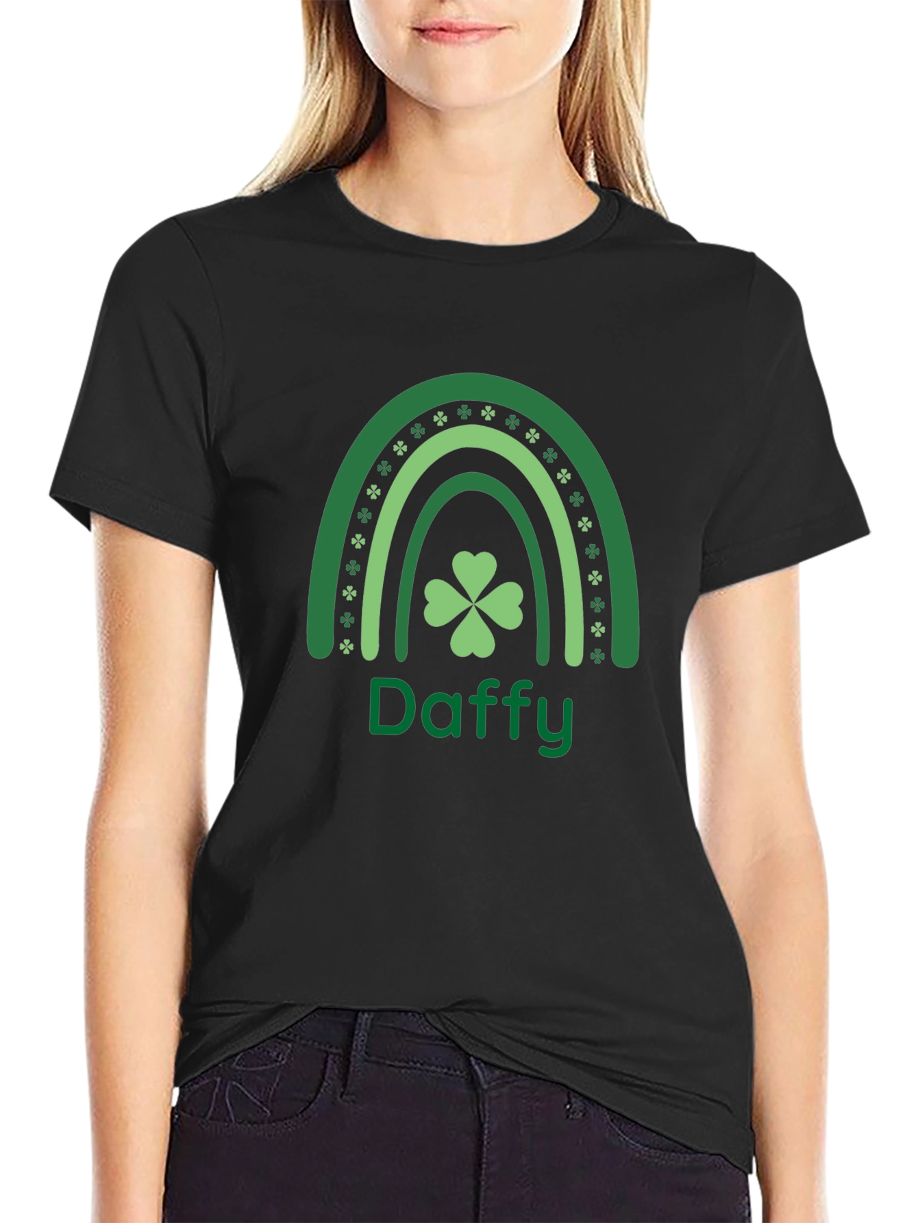 Daffy St. Patricks Day T-Shirt Shamrock Rainbow Design