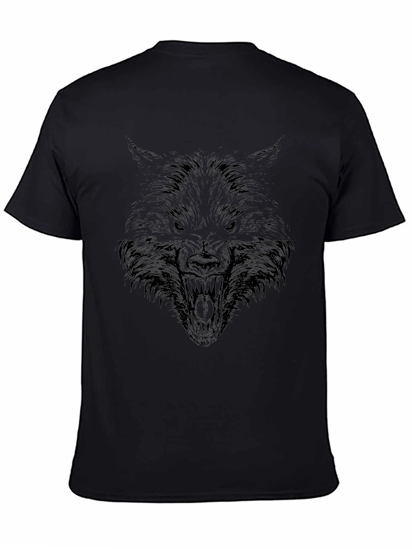 Mens Black Wolf Graphic Tee