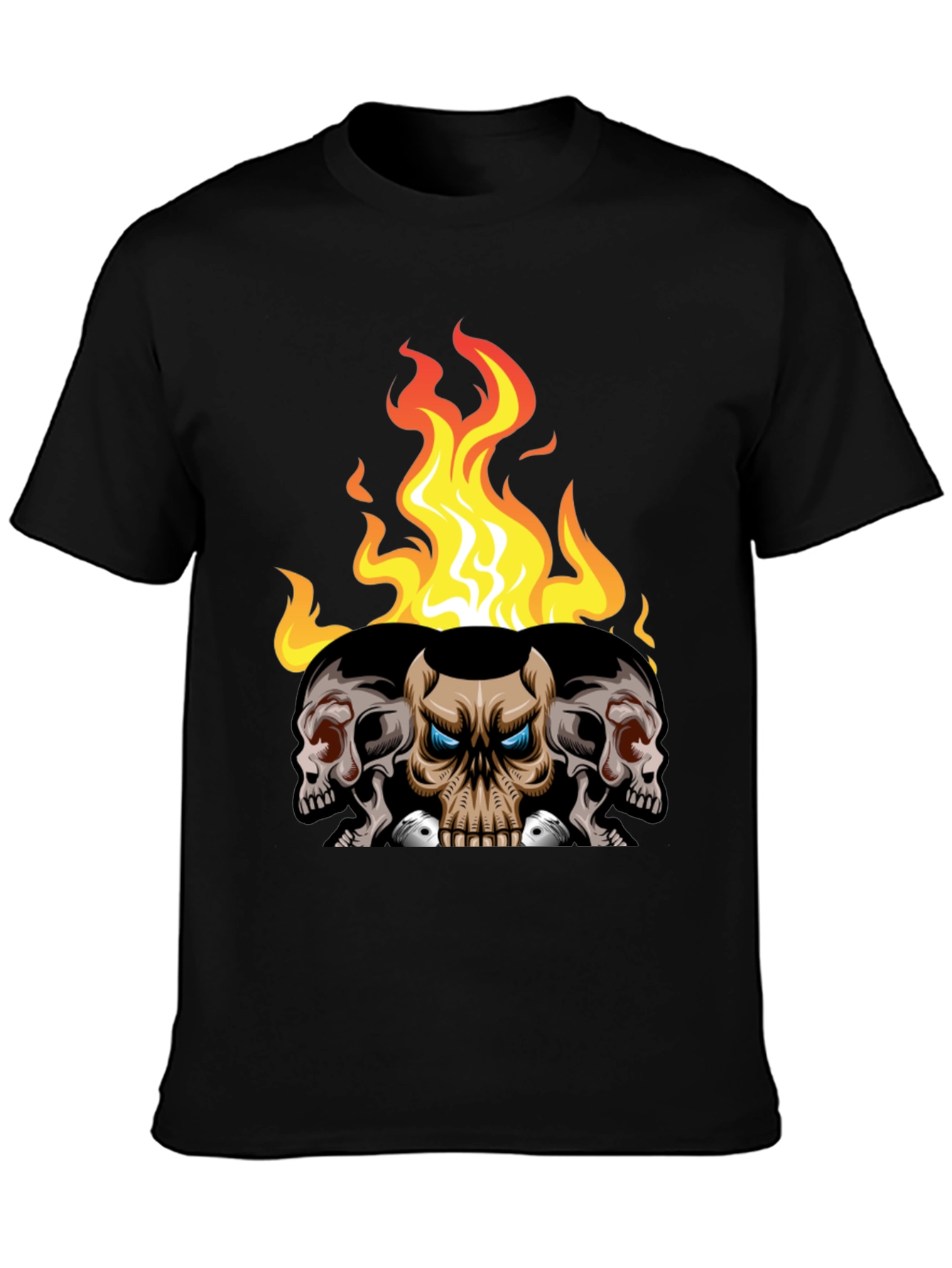 Skull and Fire Graphic T-Shirt - Mens