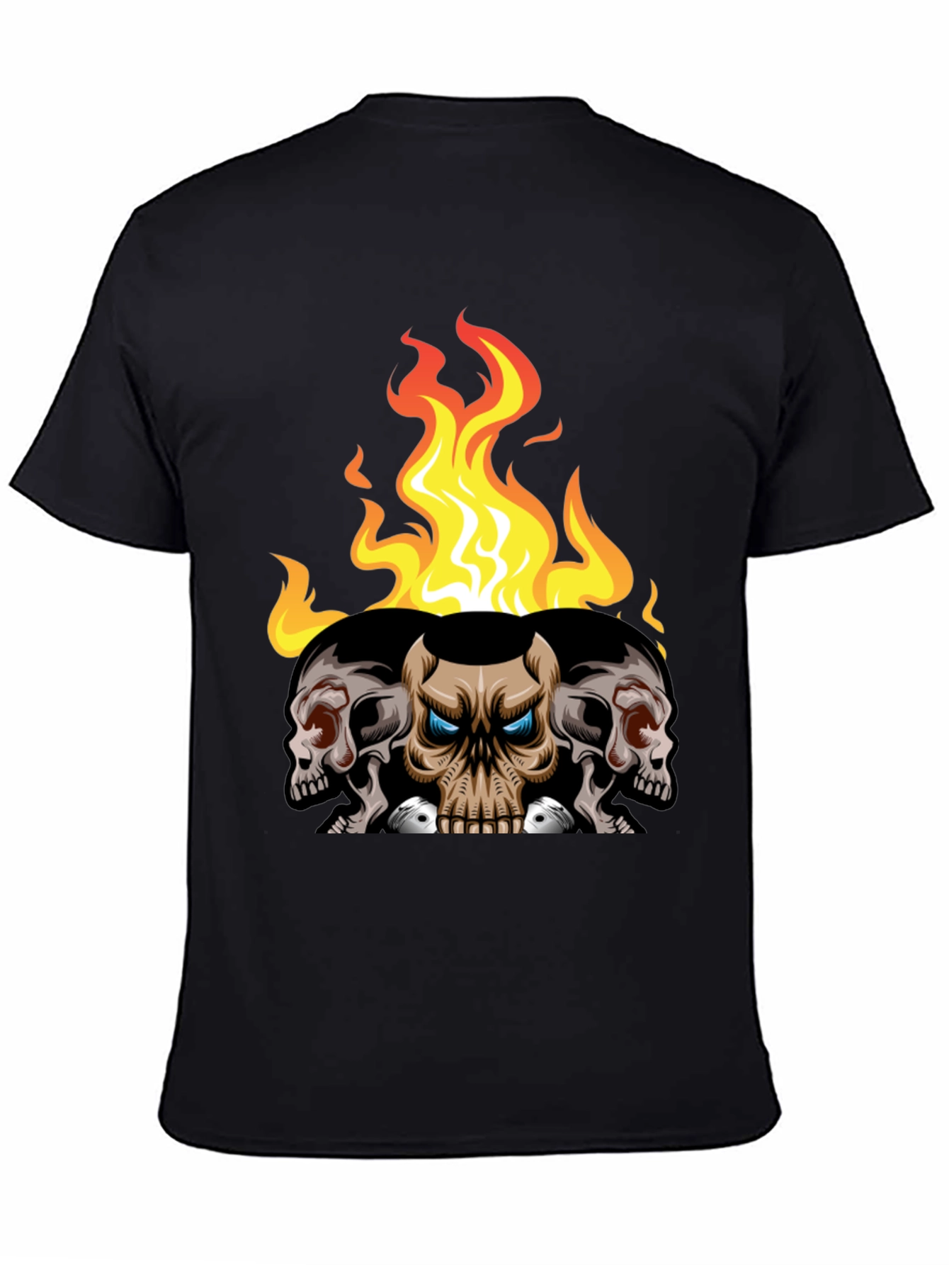 Skull and Fire Graphic T-Shirt - Mens