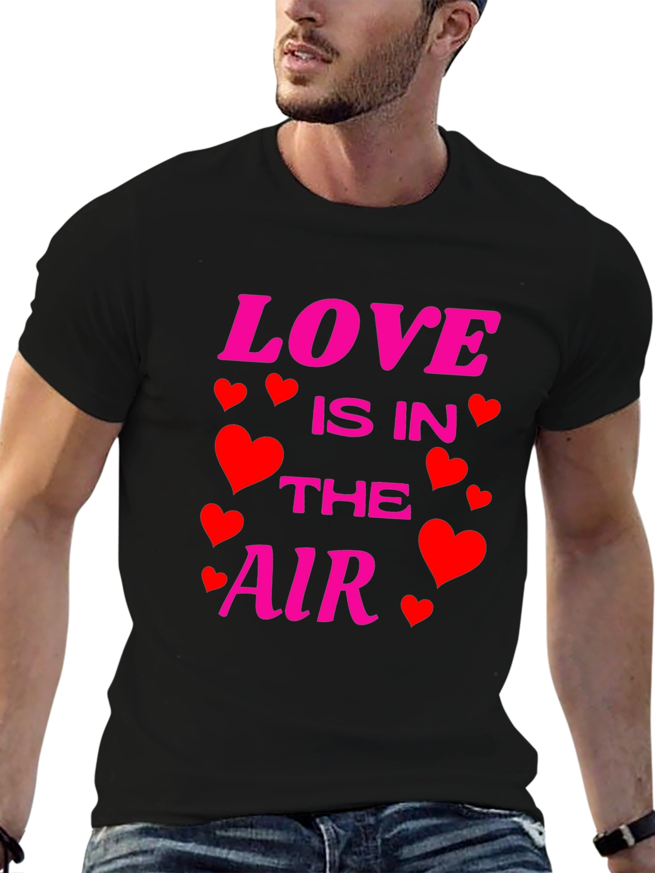 Love Is In The Air Valentines Day Black T-Shirt