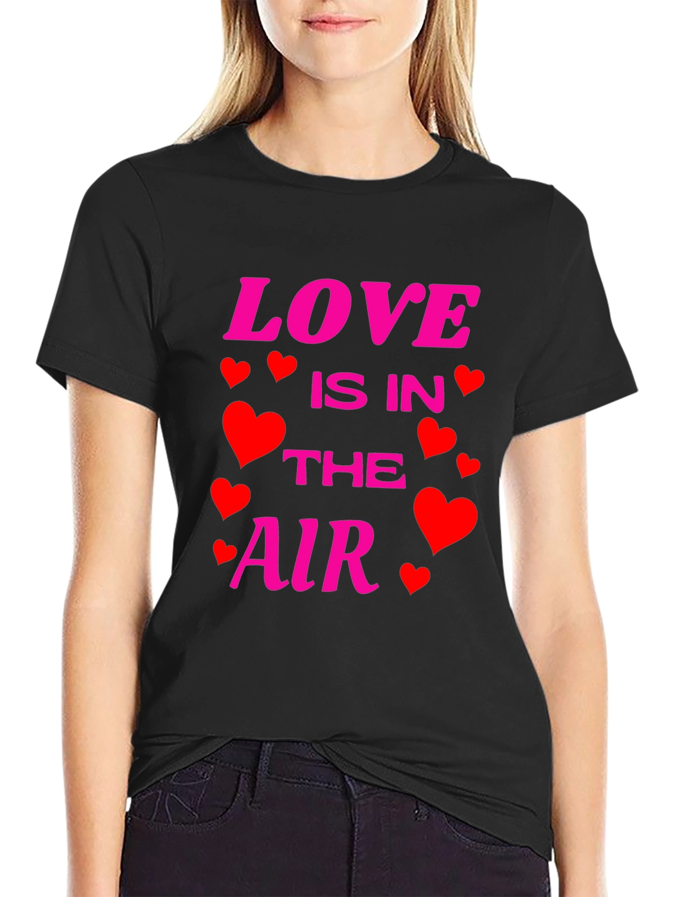 Love Is In The Air Valentines Day Black T-Shirt
