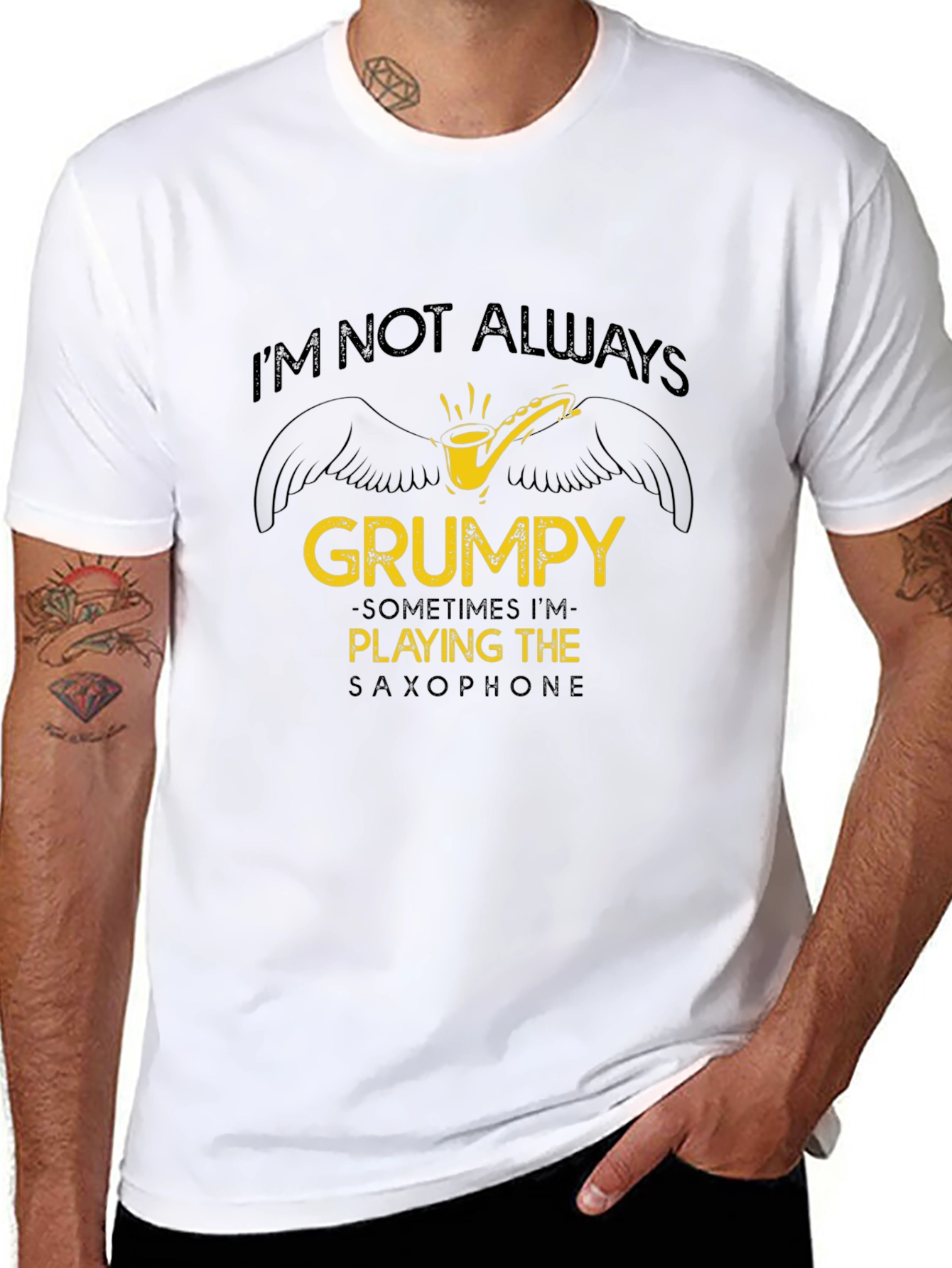 Grumpy Saxophone Player Black T-Shirt