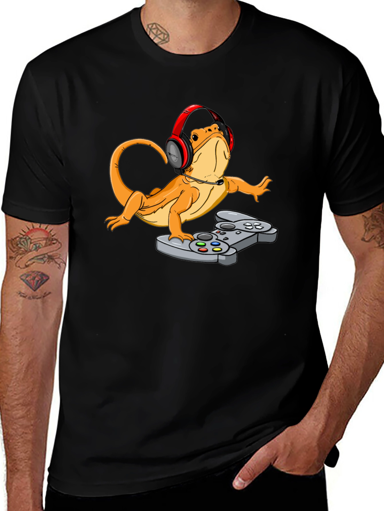 Gamer Lizard T-Shirt - Funny Reptile Gaming Tee