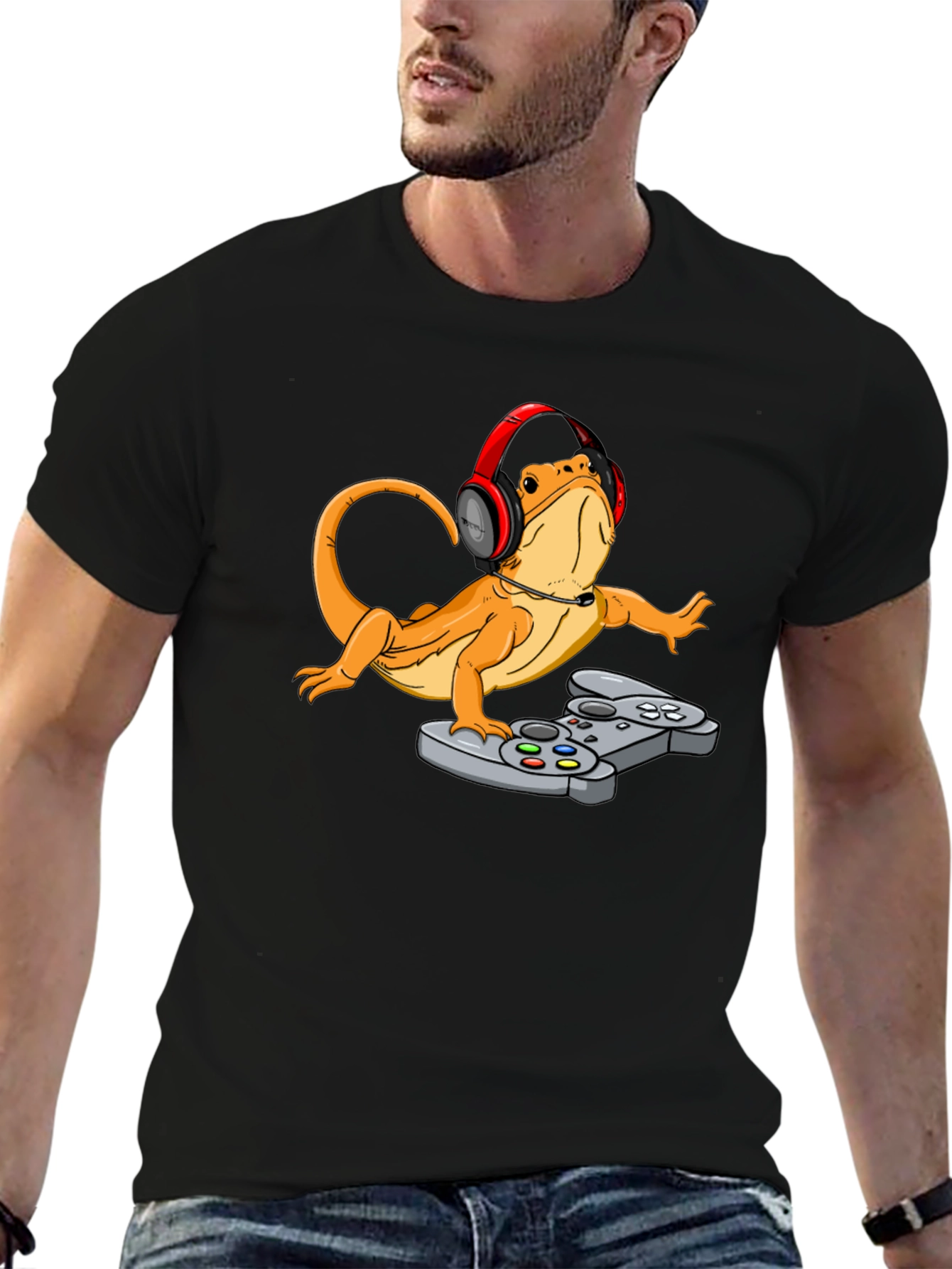 Gamer Lizard T-Shirt - Funny Reptile Gaming Tee