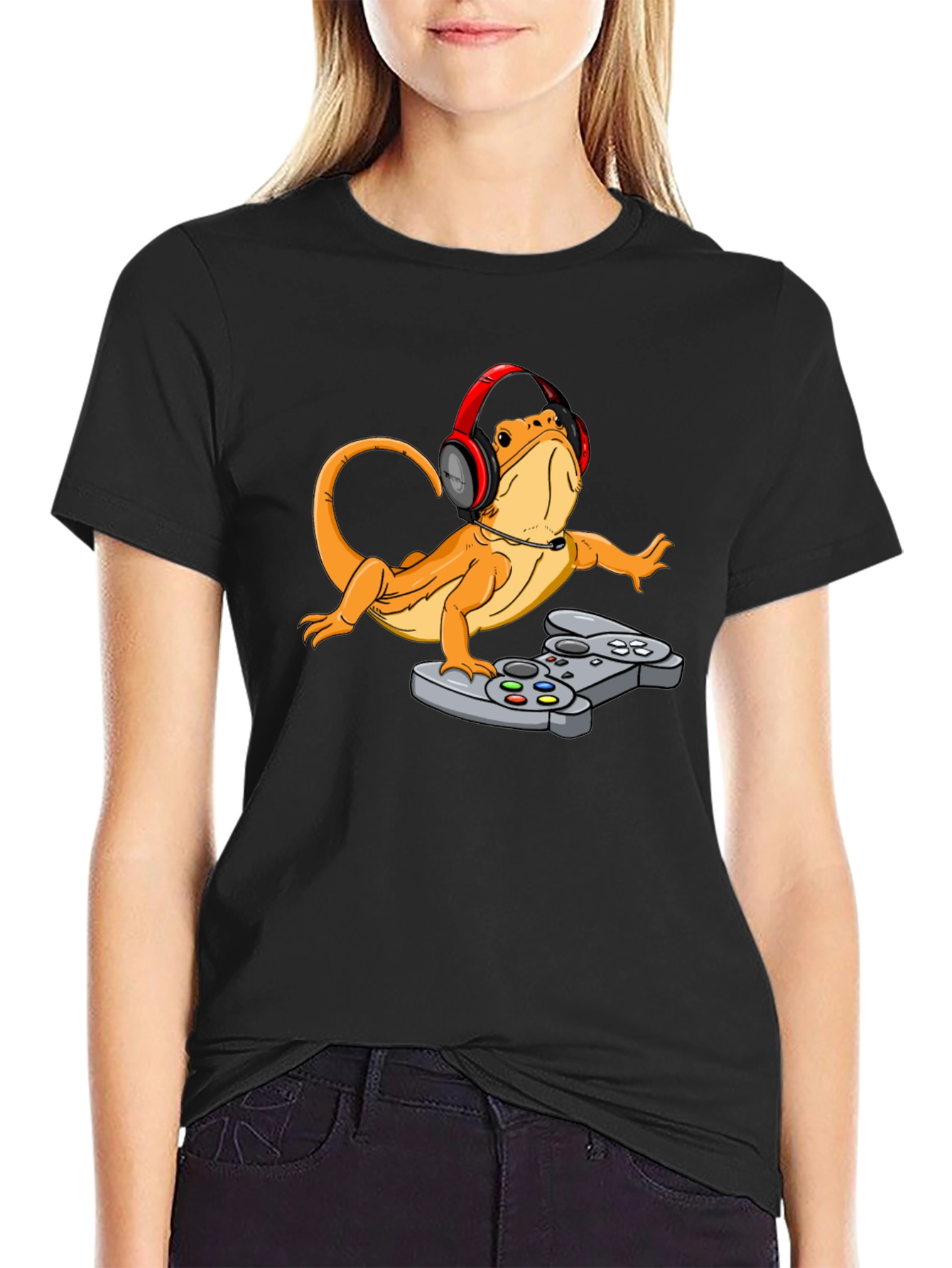 Gamer Lizard T-Shirt - Funny Reptile Gaming Tee