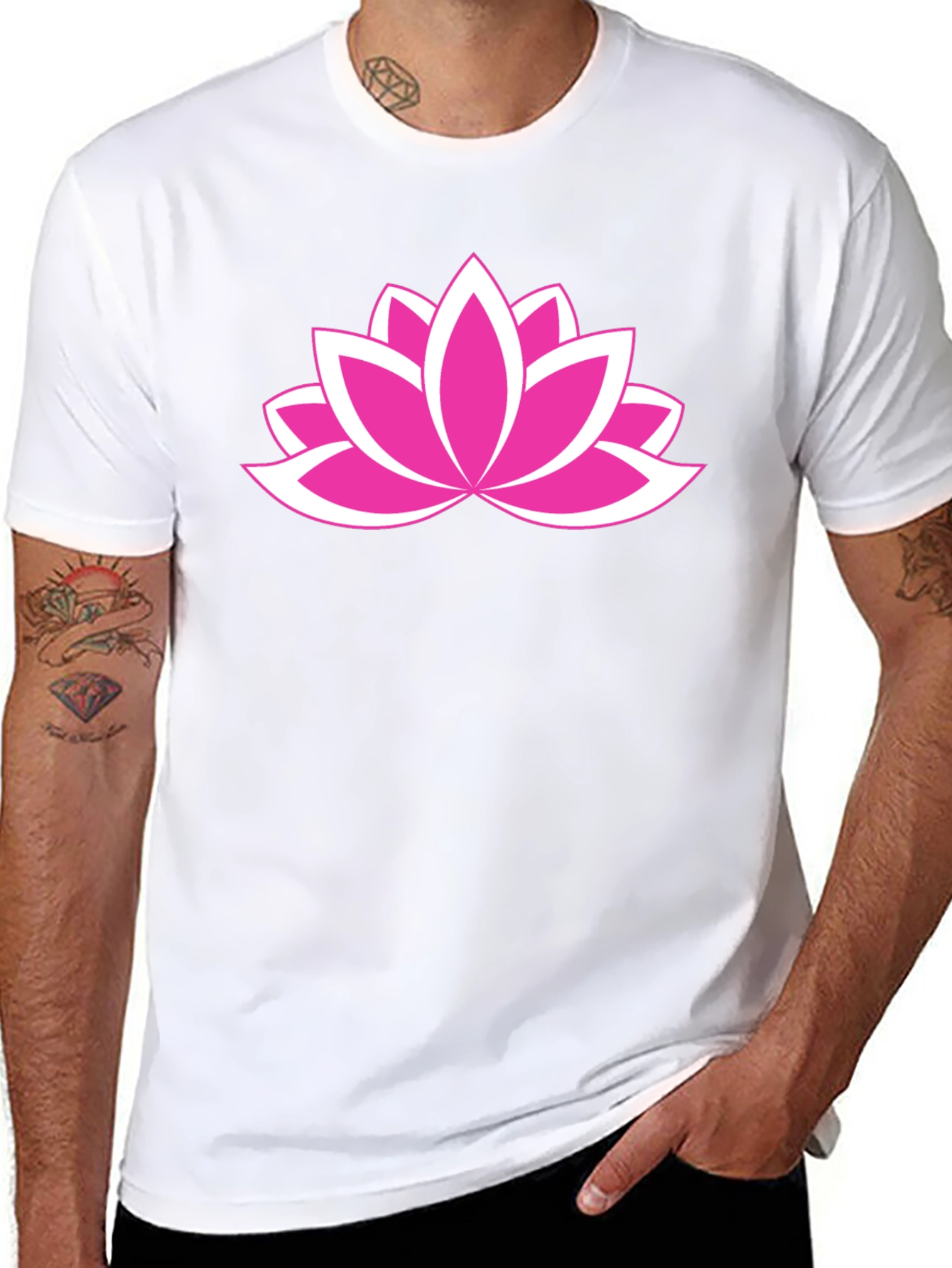Lotus Flower Graphic Tee - Black Cotton Comfort