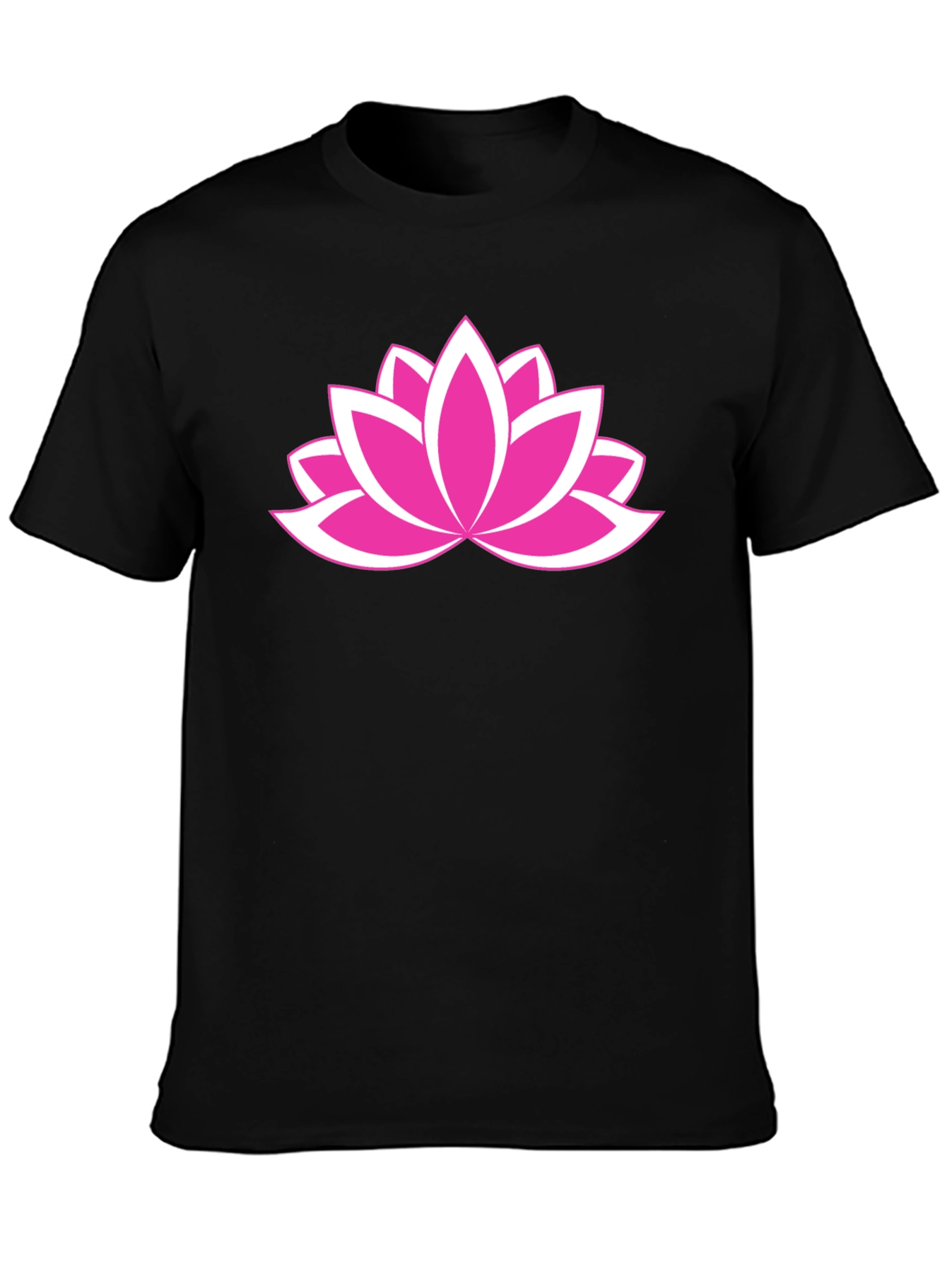 Lotus Flower Graphic Tee - Black Cotton Comfort