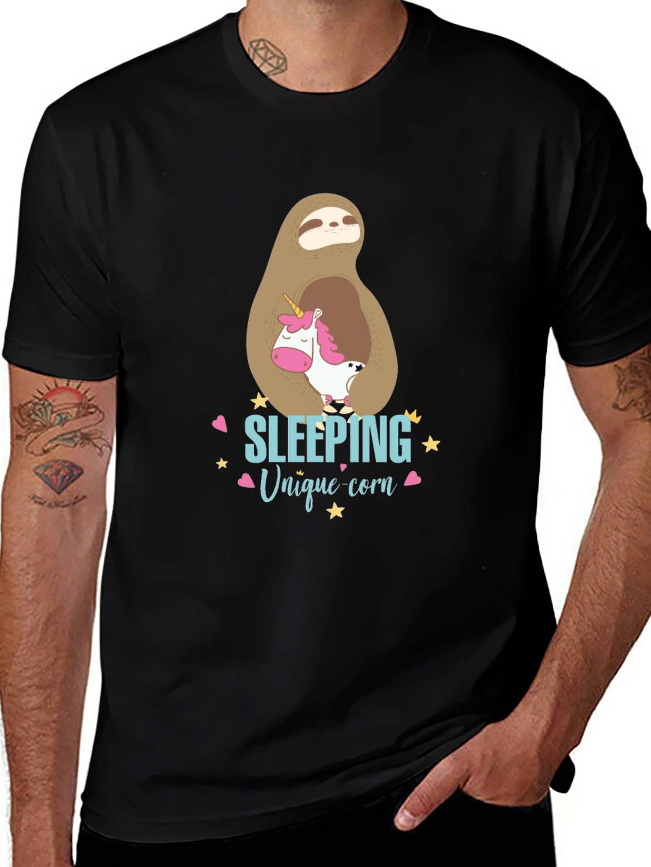 Cute Sloth & Unicorn Graphic T-Shirt