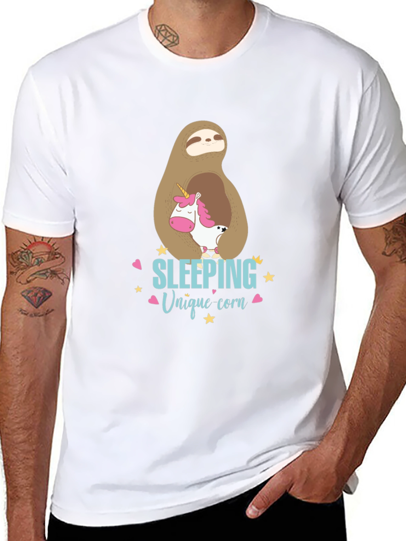 Cute Sloth & Unicorn Graphic T-Shirt