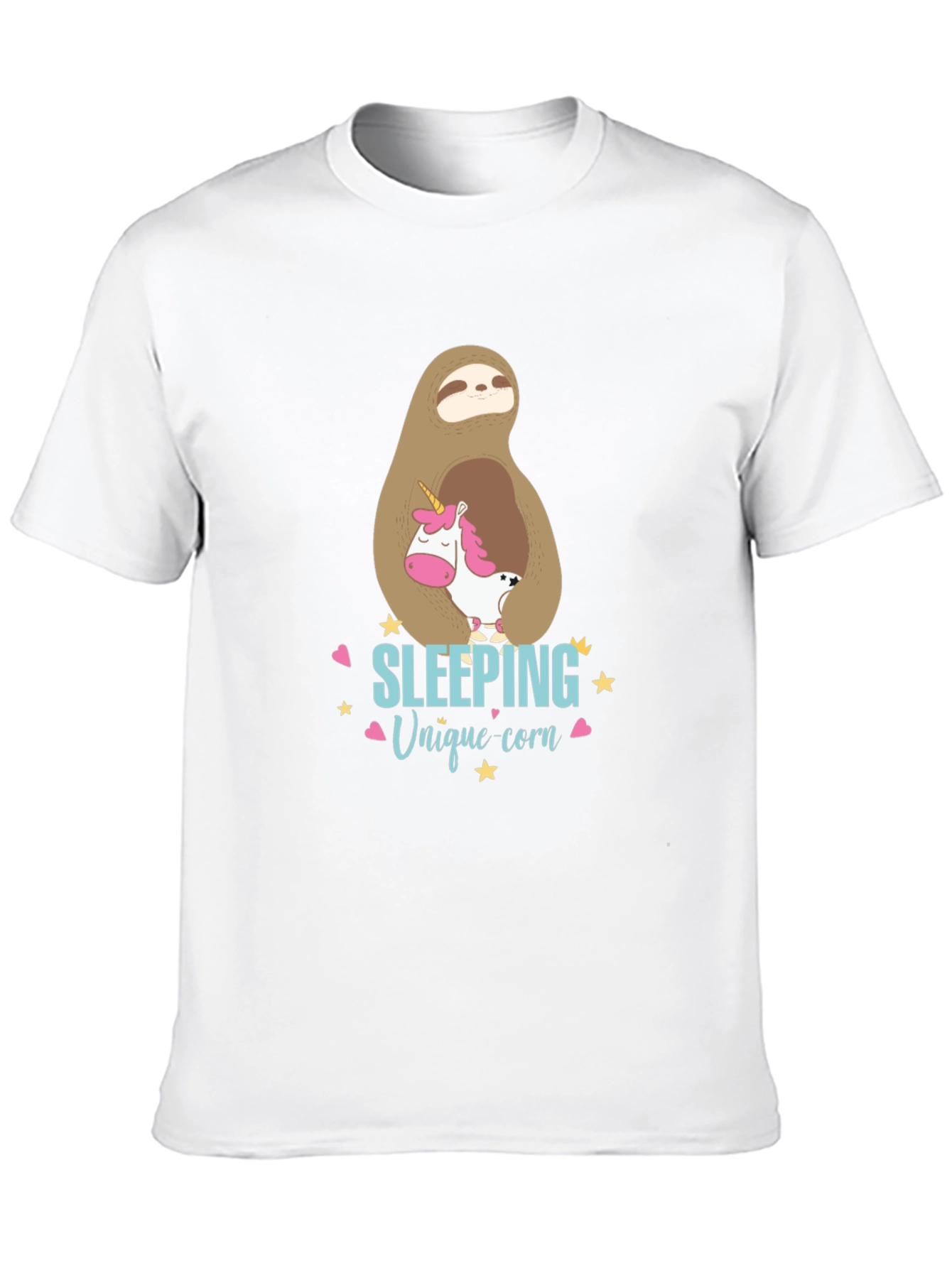 Cute Sloth & Unicorn Graphic T-Shirt