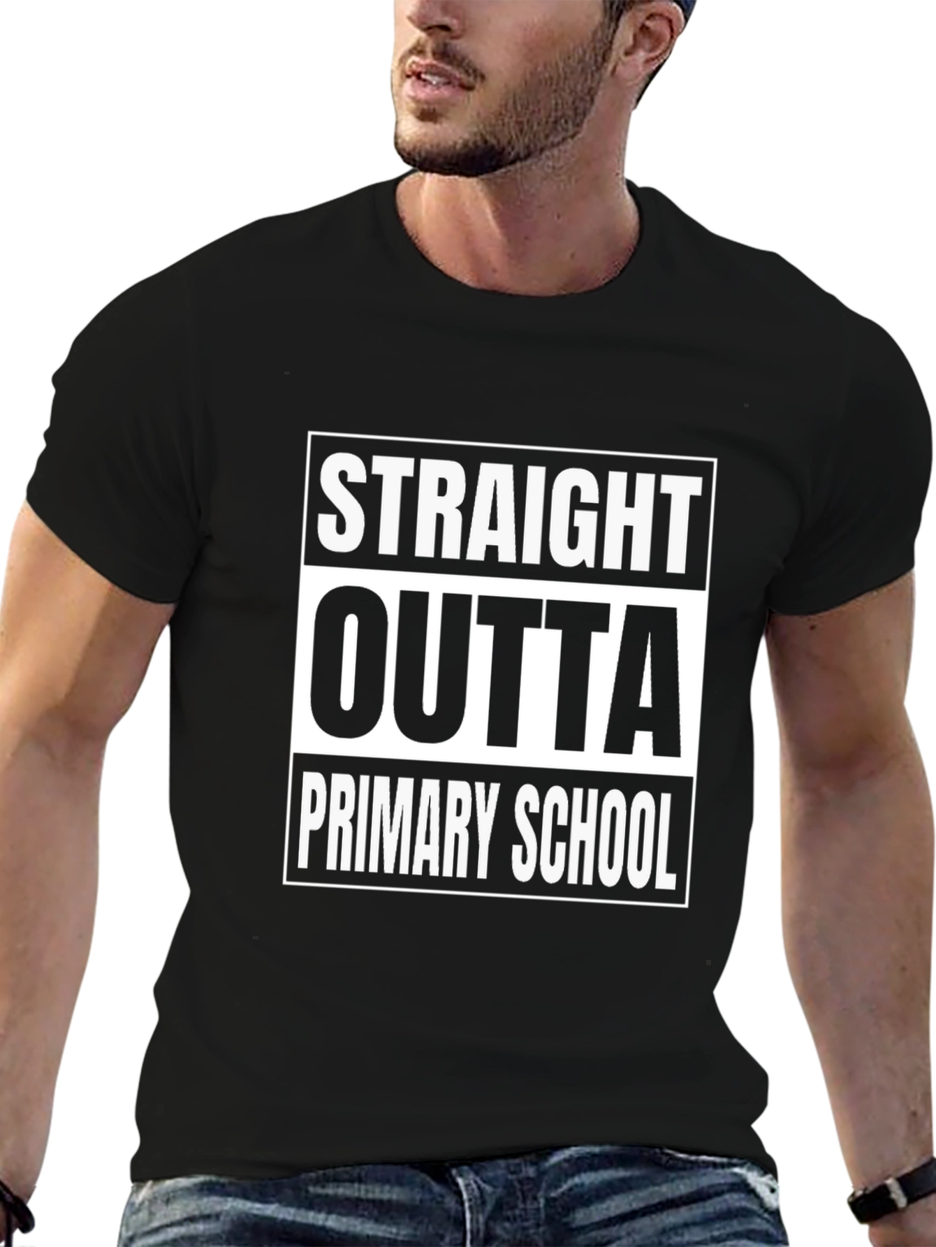 Straight Outta Primary School Black T-Shirt