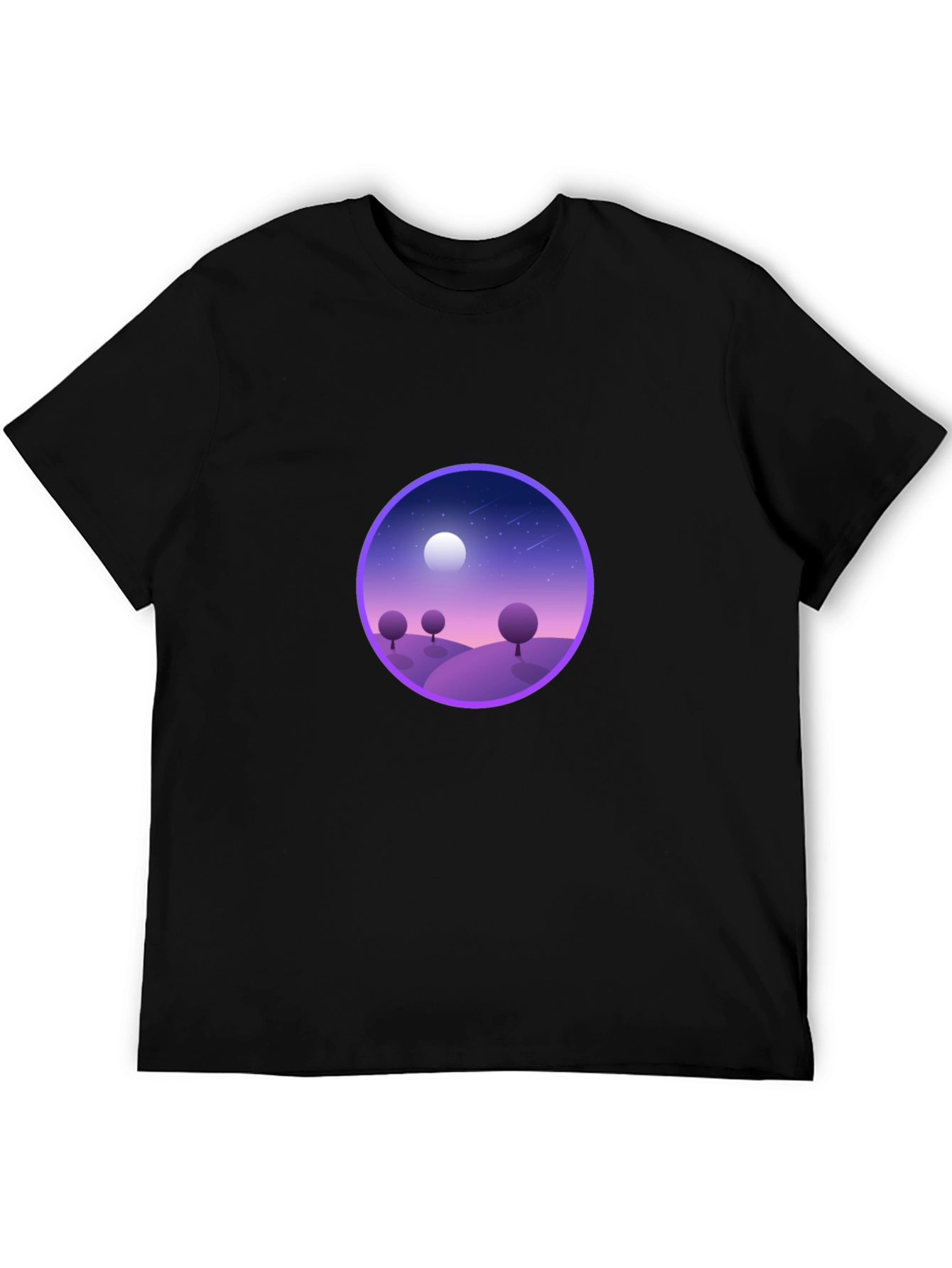 Black T-Shirt with Nightscape Design