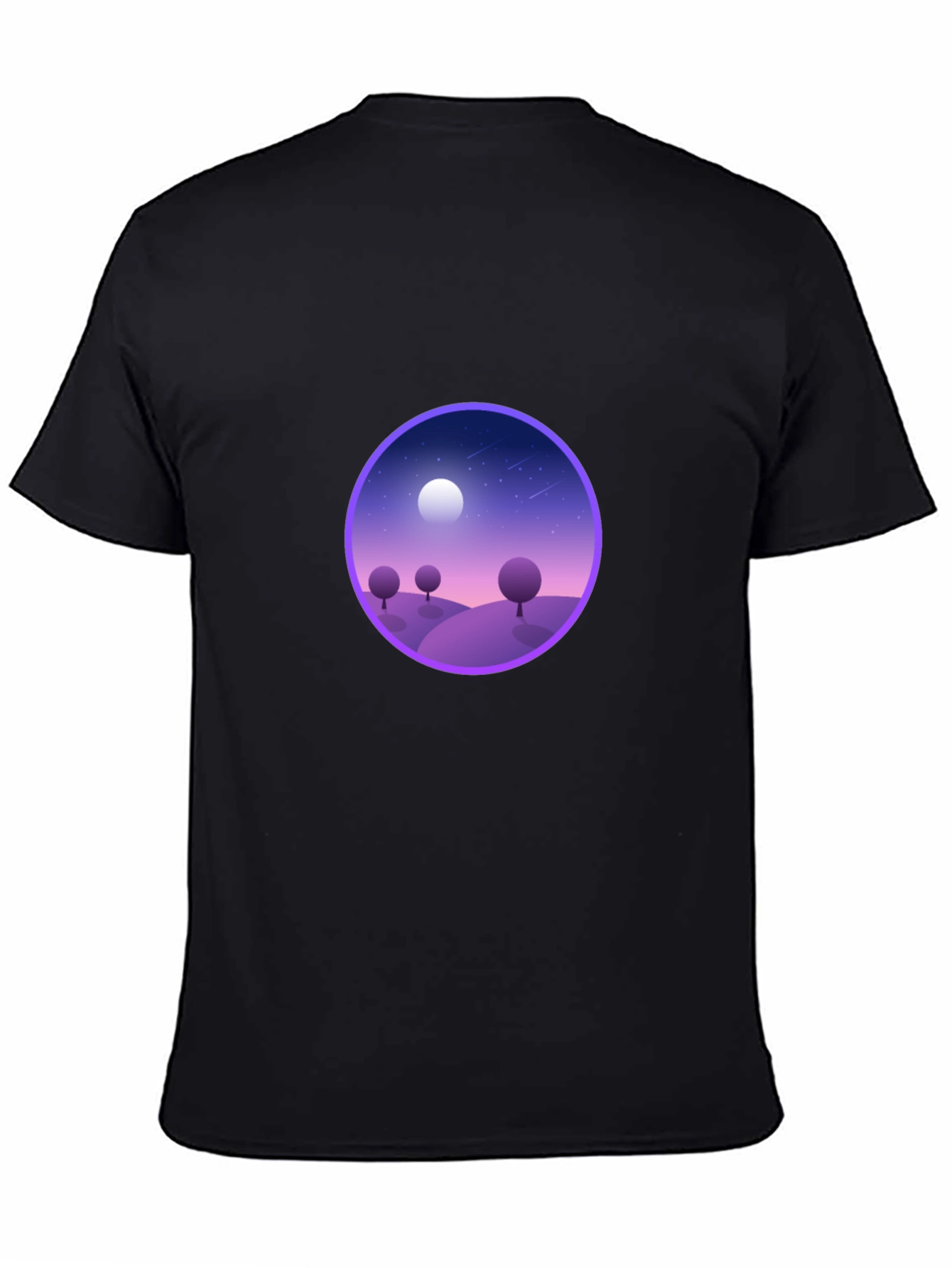 Black T-Shirt with Nightscape Design