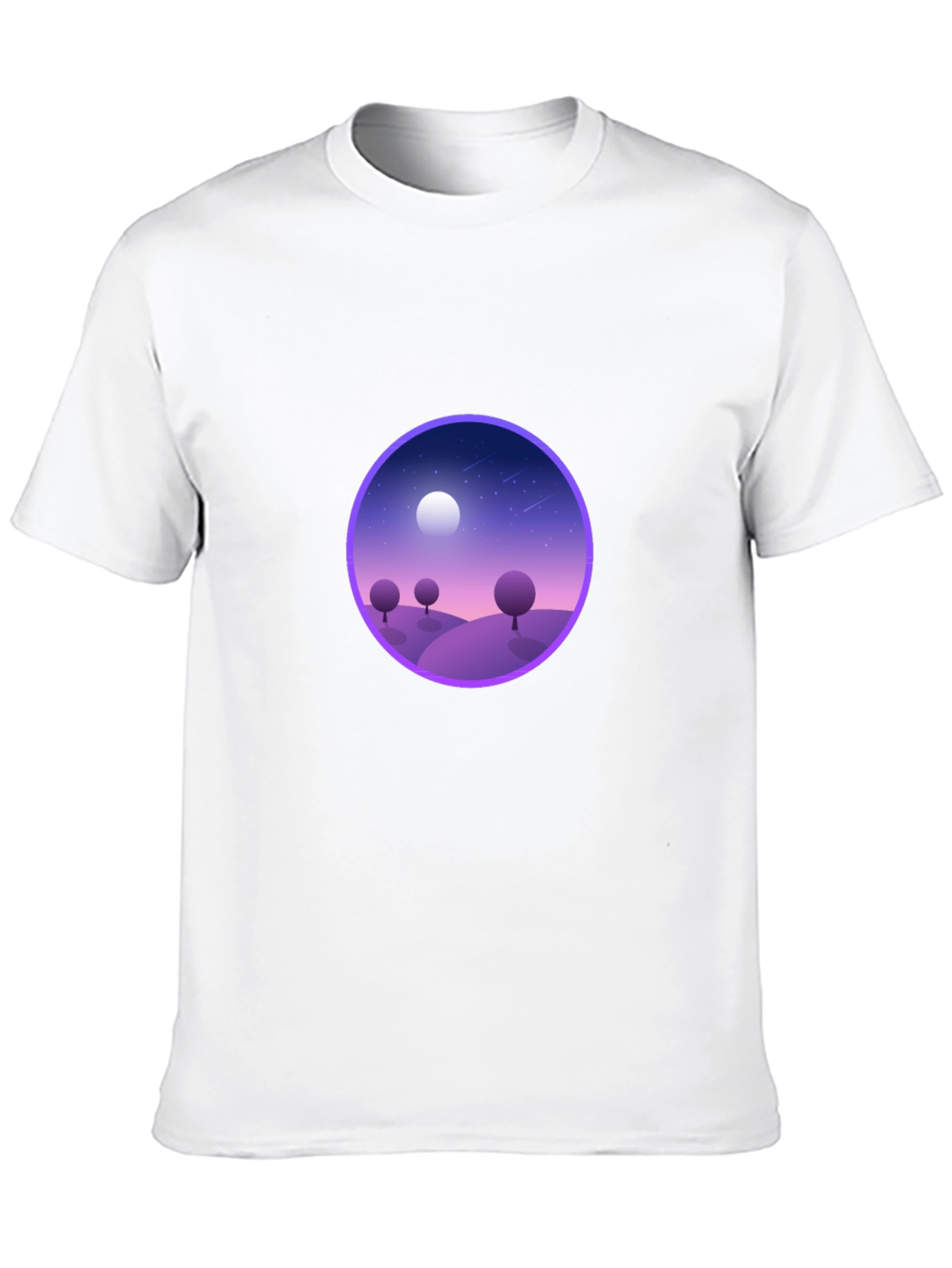 Black T-Shirt with Nightscape Design