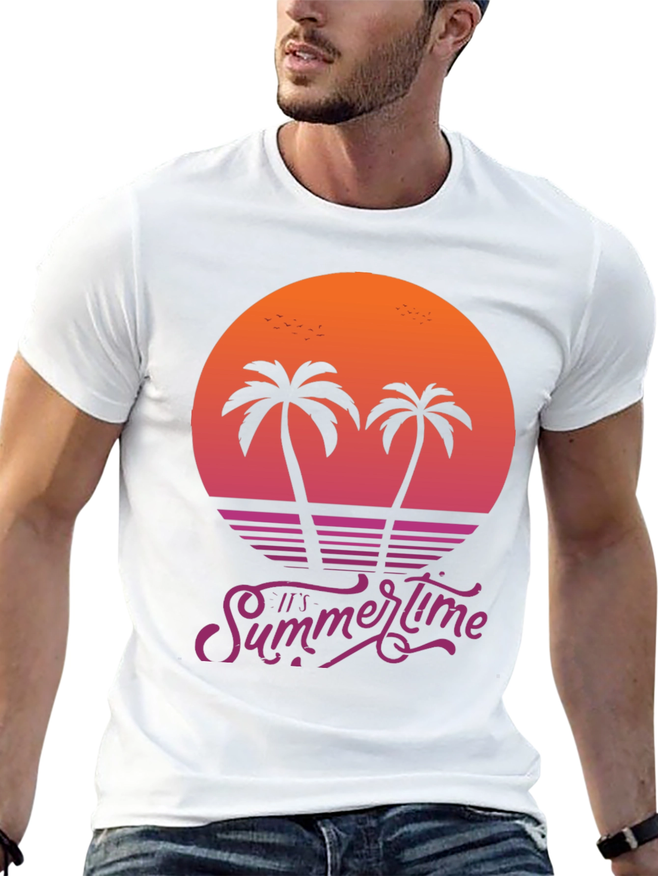 Its Summertime Palm Tree Sunset Graphic Tee