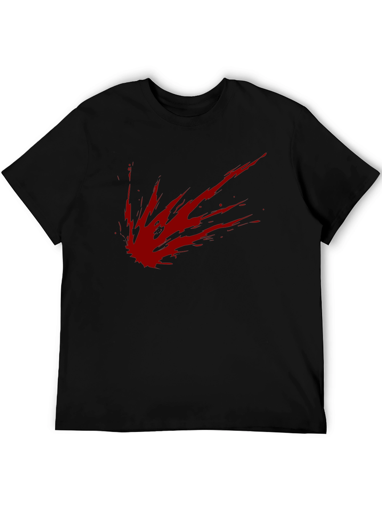 Mens Black T-Shirt with Red Splatter Design