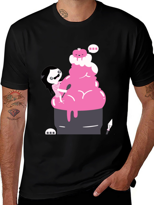 Cartoon Style Character Design Black T-Shirt