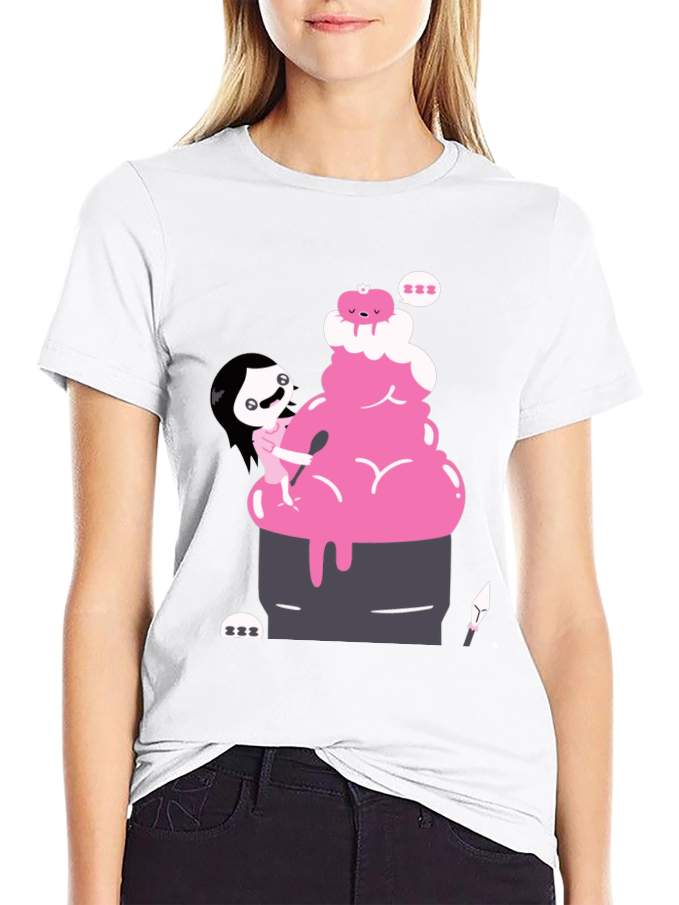 Cartoon Style Character Design Black T-Shirt